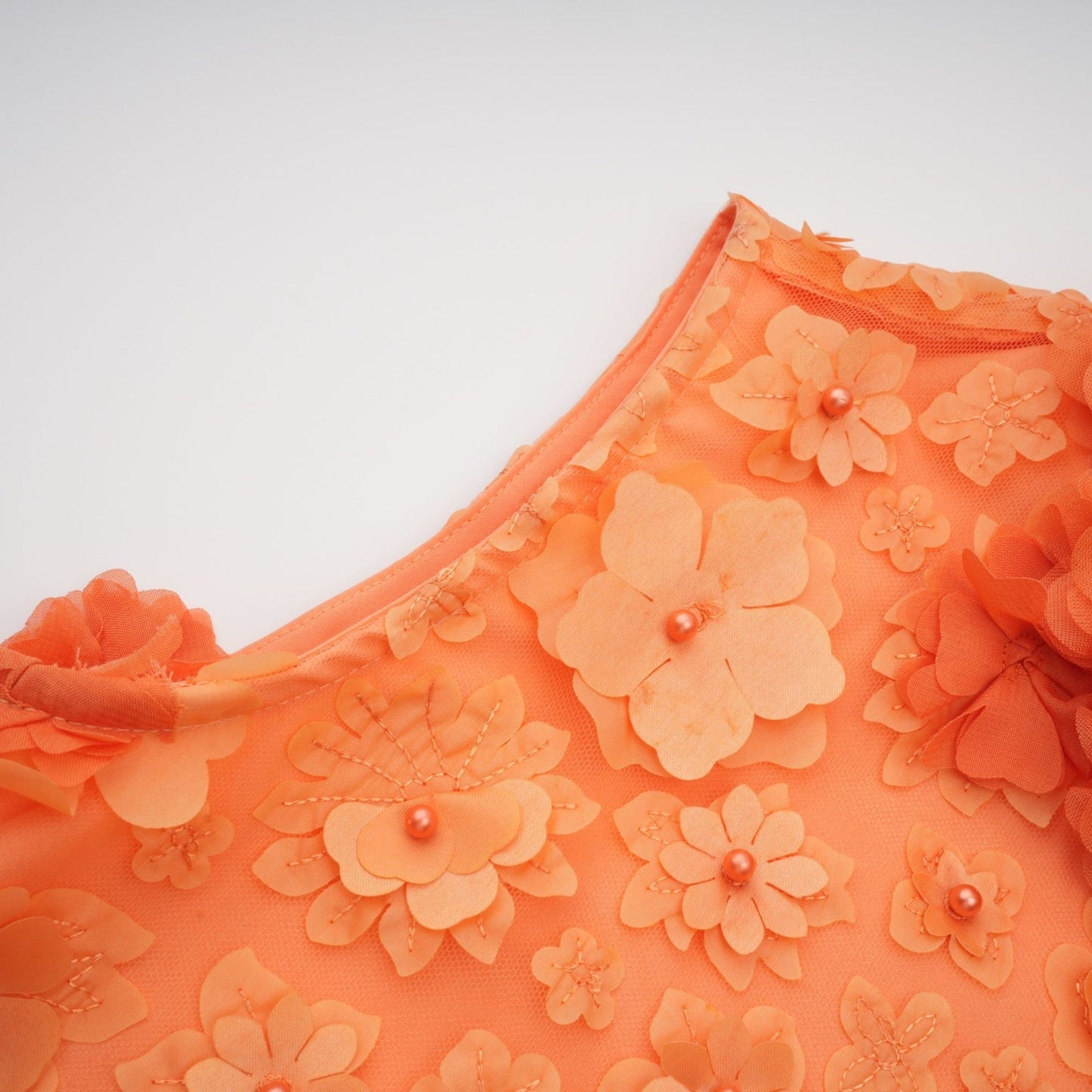 Orphée orange fauxflower mini dress