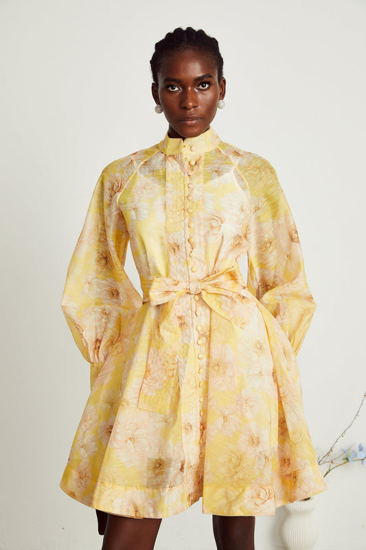 Pénélope floralprint belted mini dress