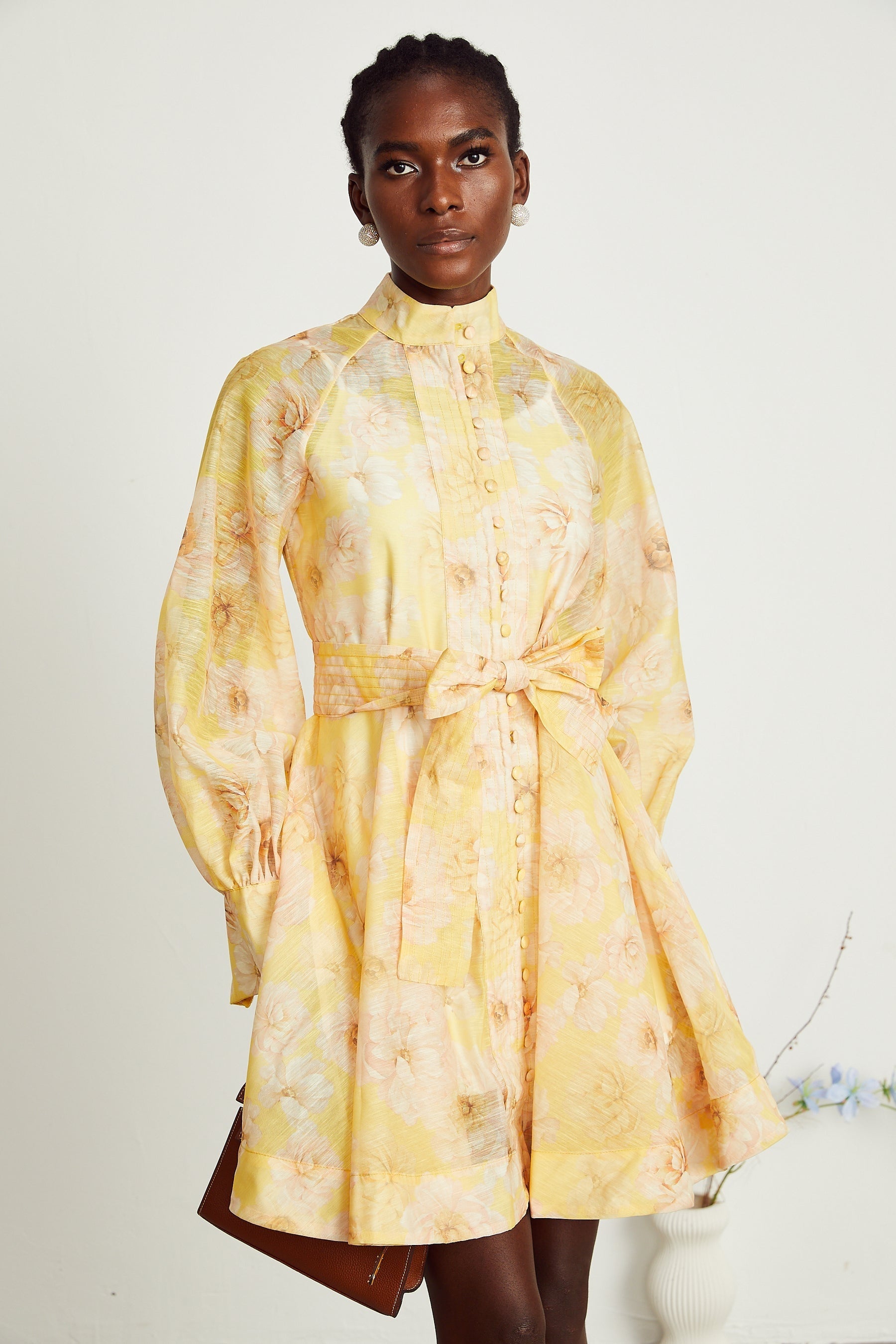 Pénélope floralprint belted mini dress