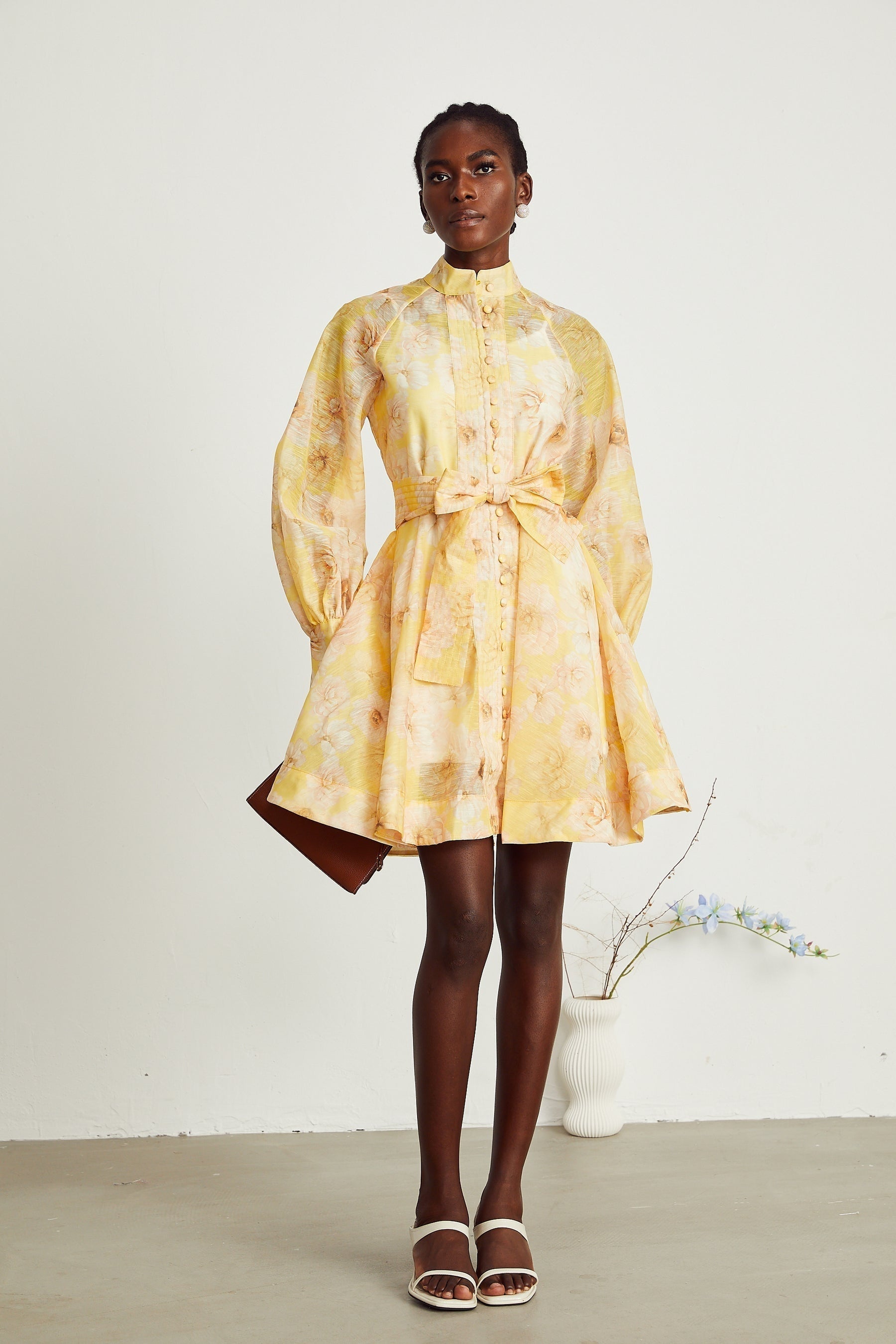 Pénélope floralprint belted mini dress