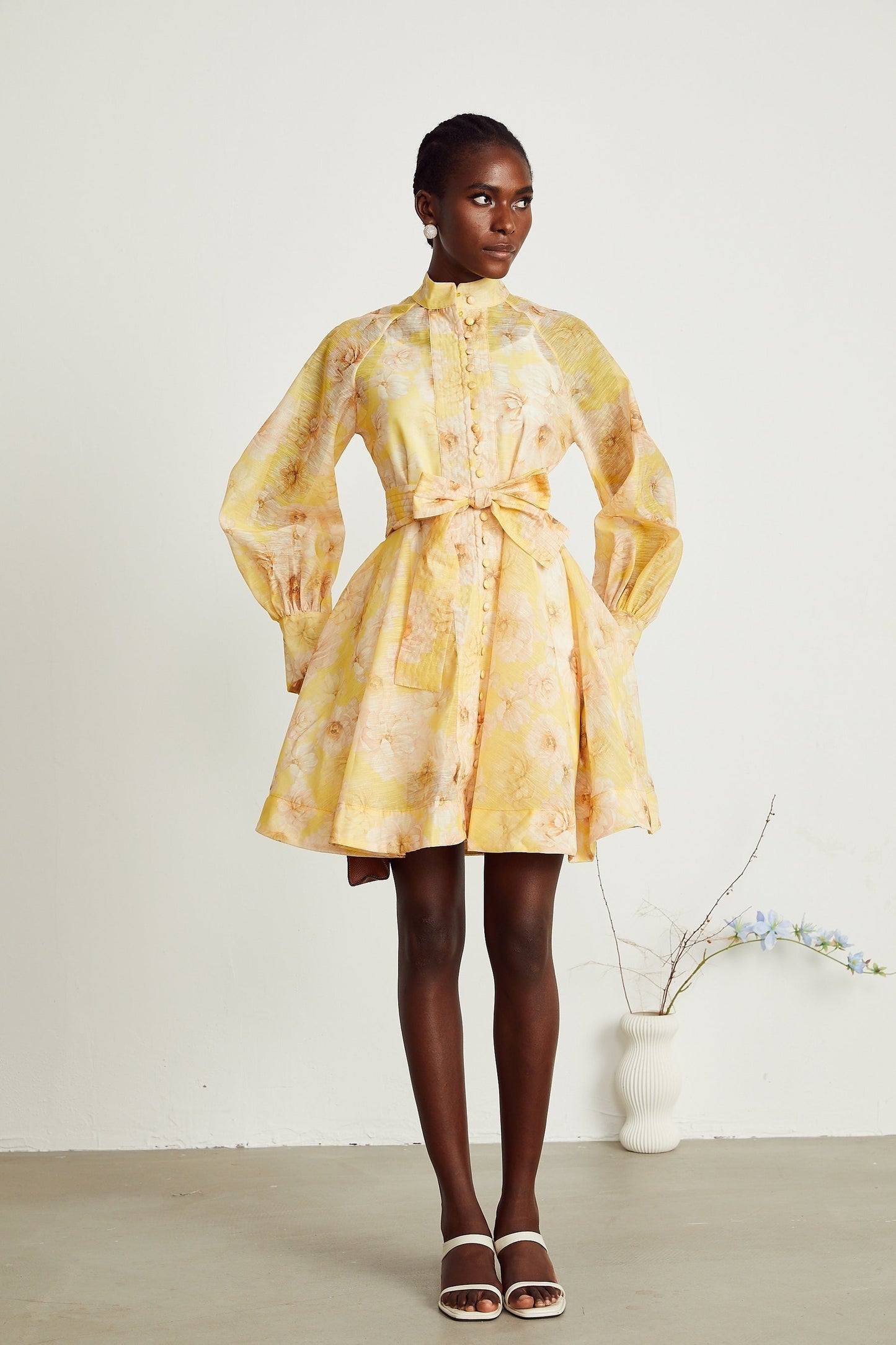 Pénélope floralprint belted mini dress