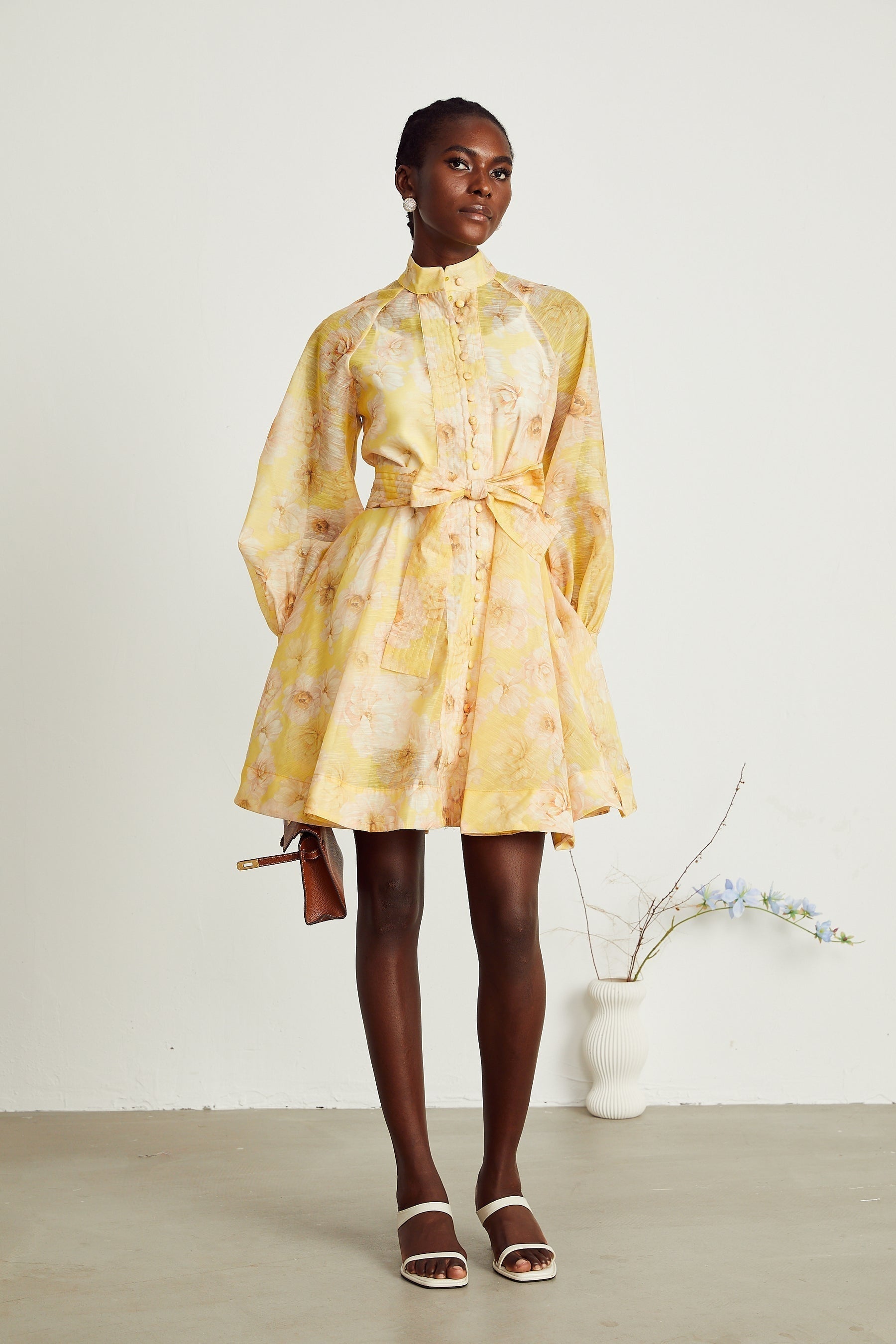 Pénélope floralprint belted mini dress