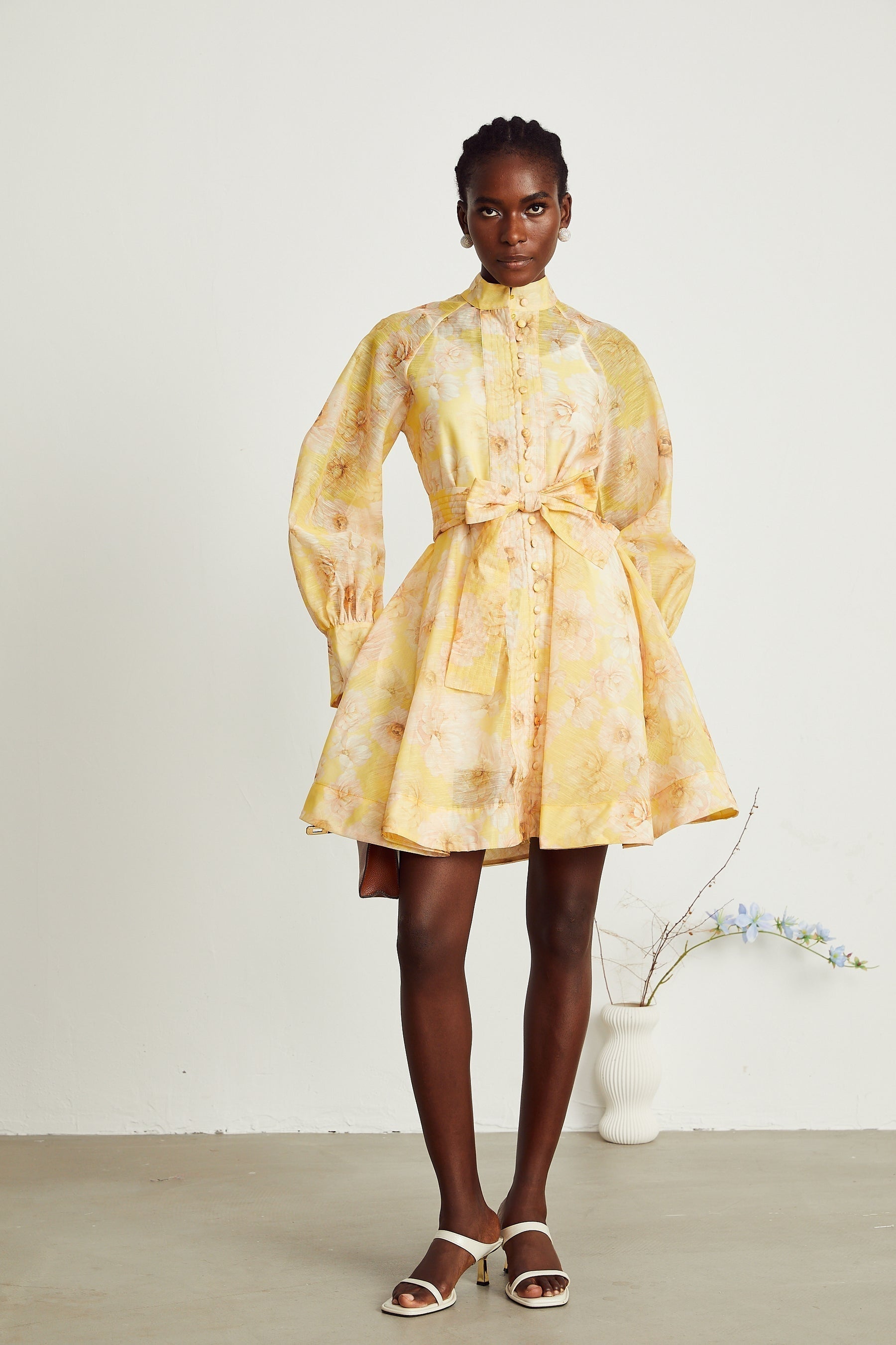 Pénélope floralprint belted mini dress