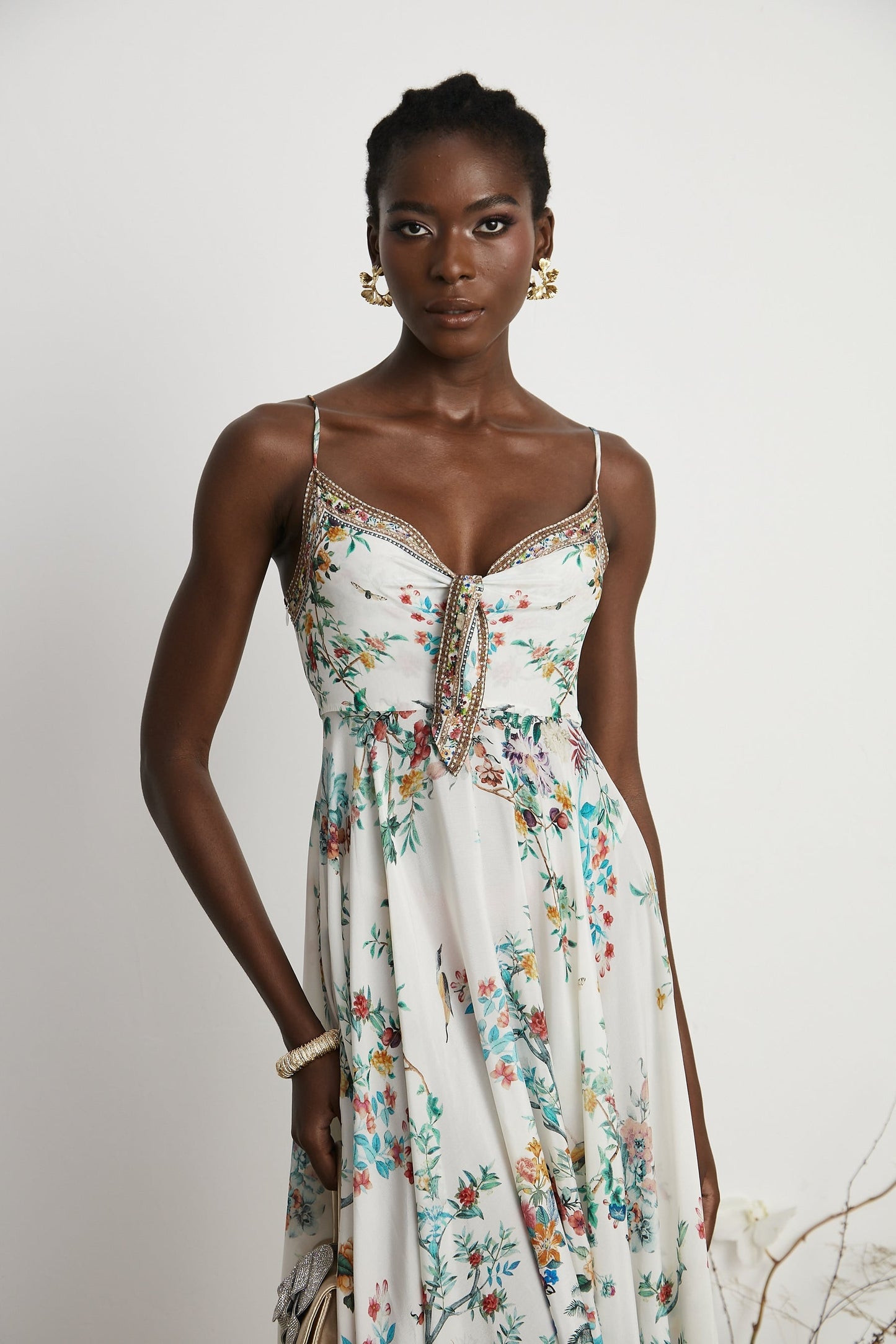 Philippine floralprint embellished midi dress