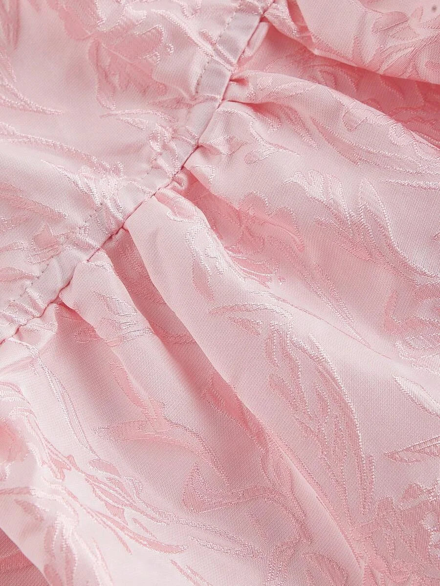 Pink Romantic Cute LaceUp Blouse Top For Women Outerwear