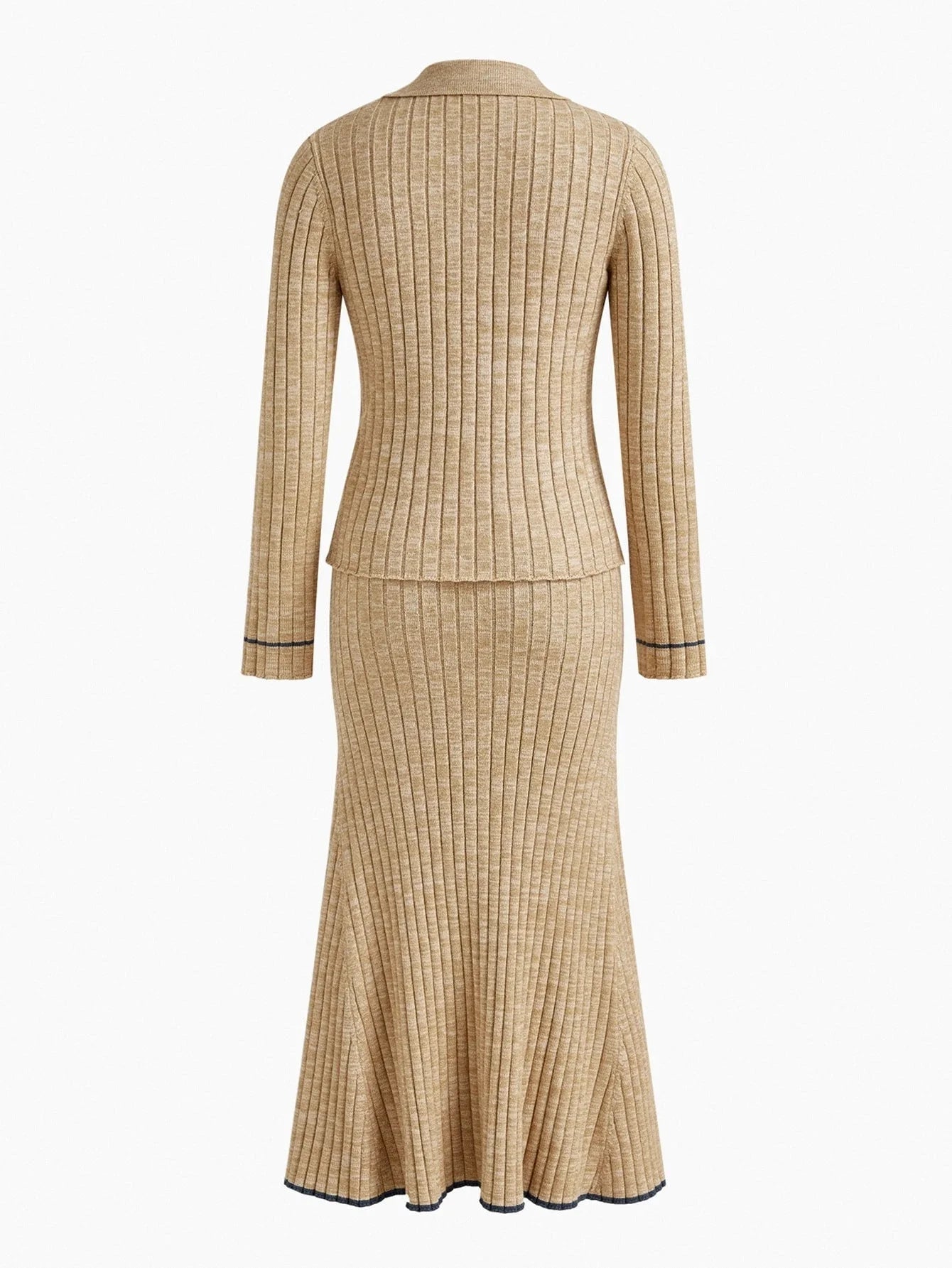 PREMIUM 2PCS RIBKNIT LONG SLEEVE TOP amp BASIC BIAS CUT SKIRT SWEATER SET