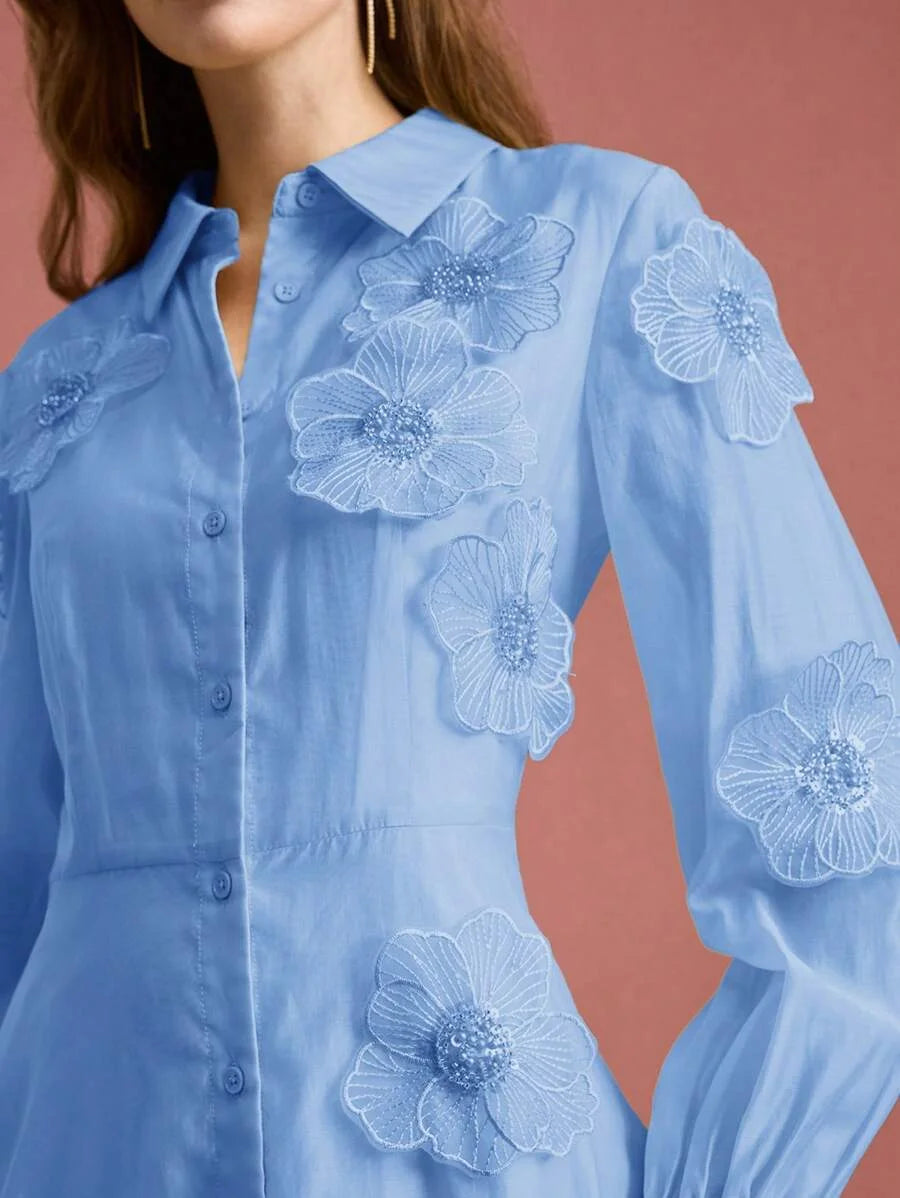 PREMIUM APPLIQUES BUTTON UP DRESS