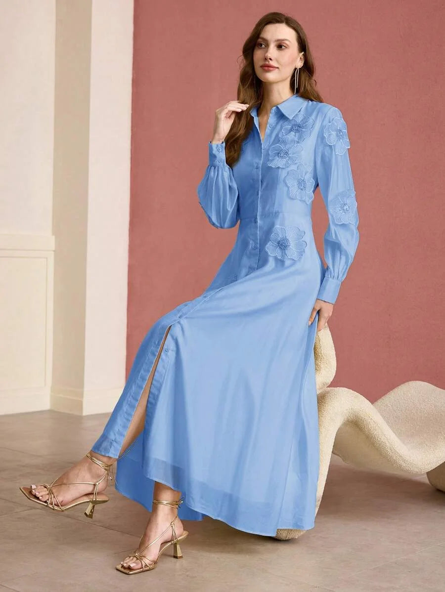 PREMIUM APPLIQUES BUTTON UP DRESS