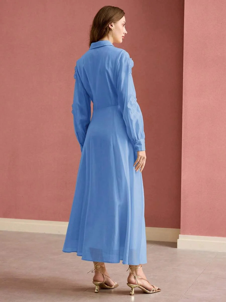 PREMIUM APPLIQUES BUTTON UP DRESS