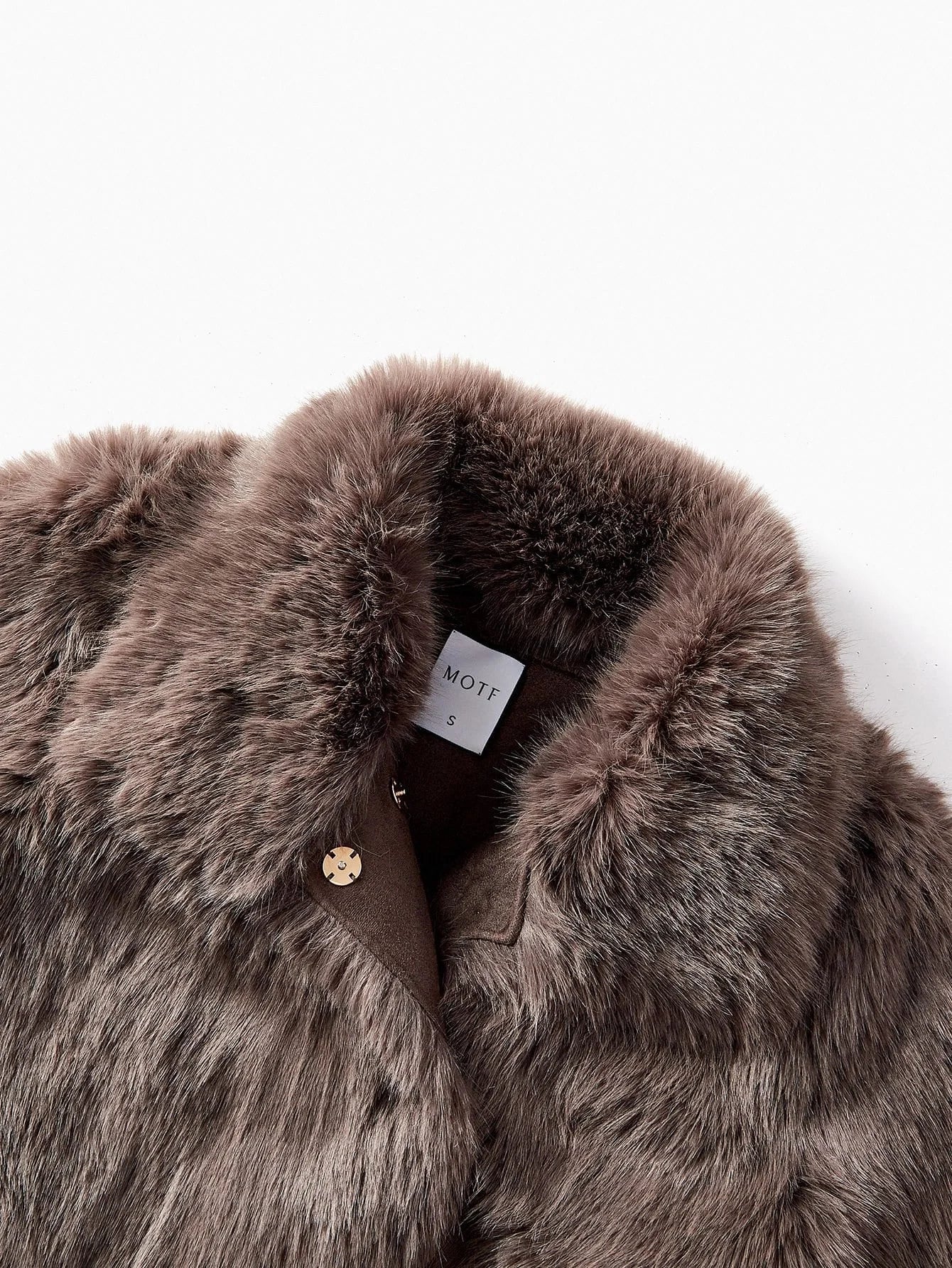 PREMIUM BUCKLE DECOR FAUX FUR COAT