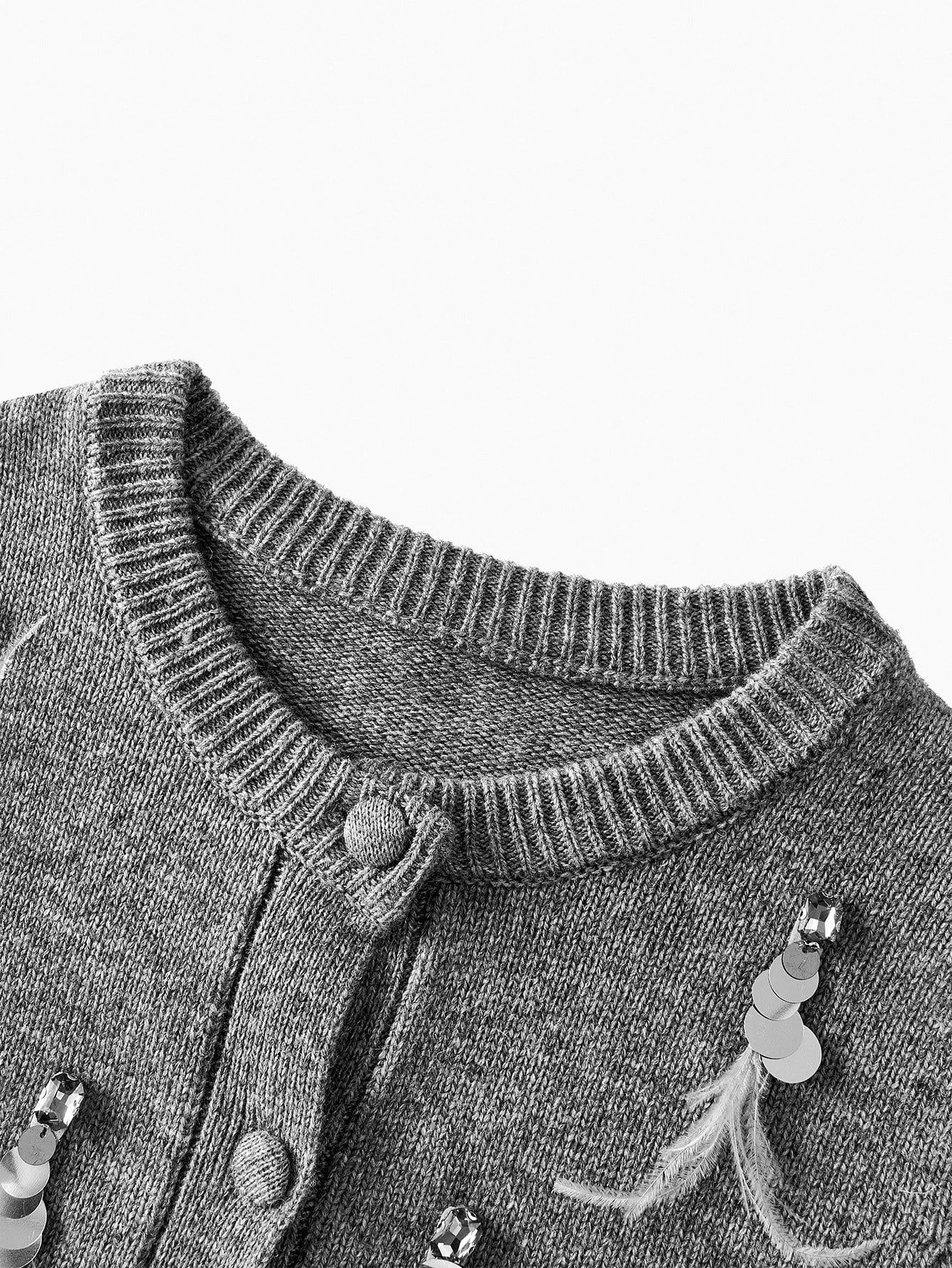 PREMIUM BUTTON FRONT SEQUIN DETAIL CARDIGAN