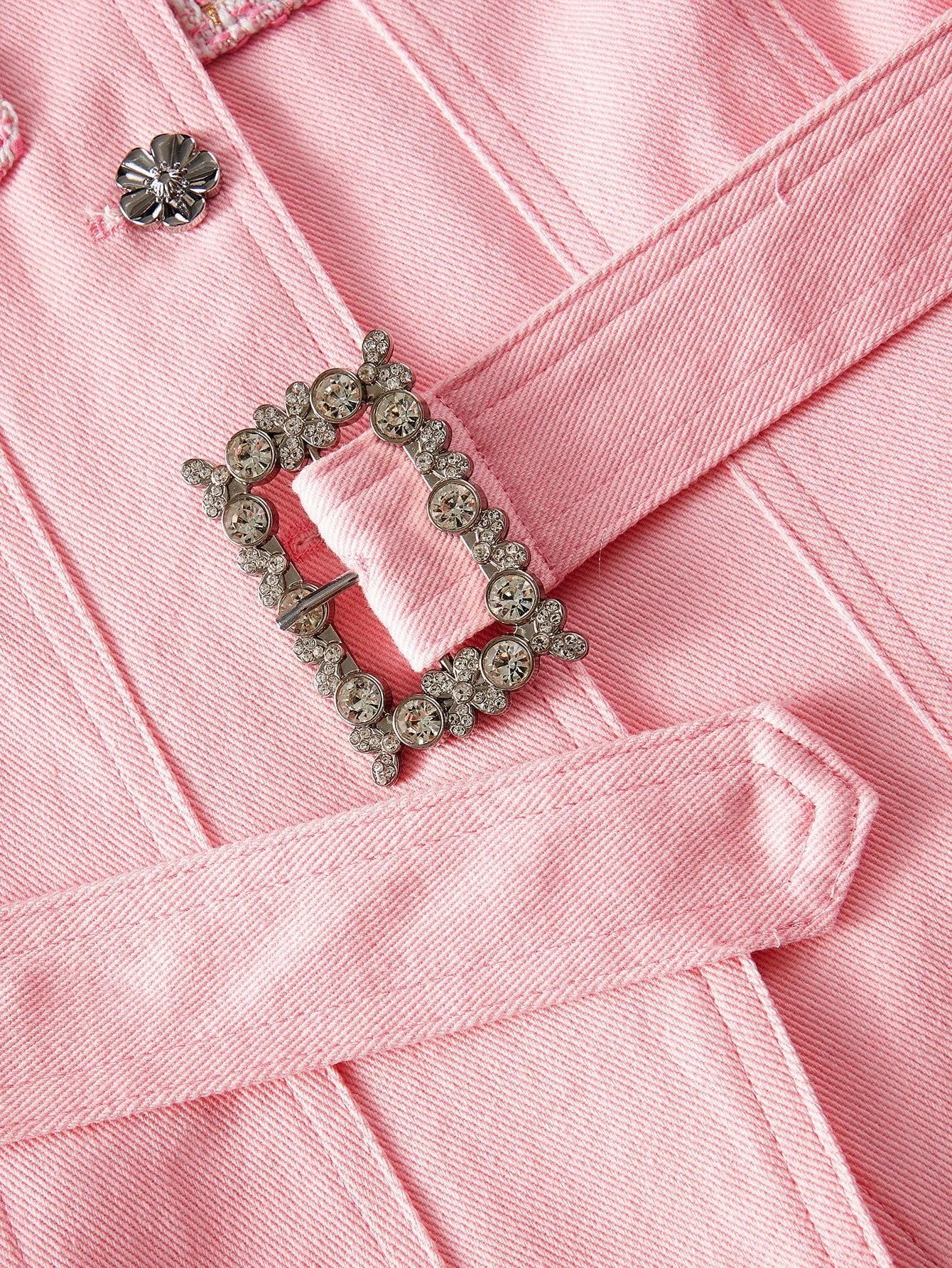PREMIUM BUTTON UP BELTED DENIM TOP