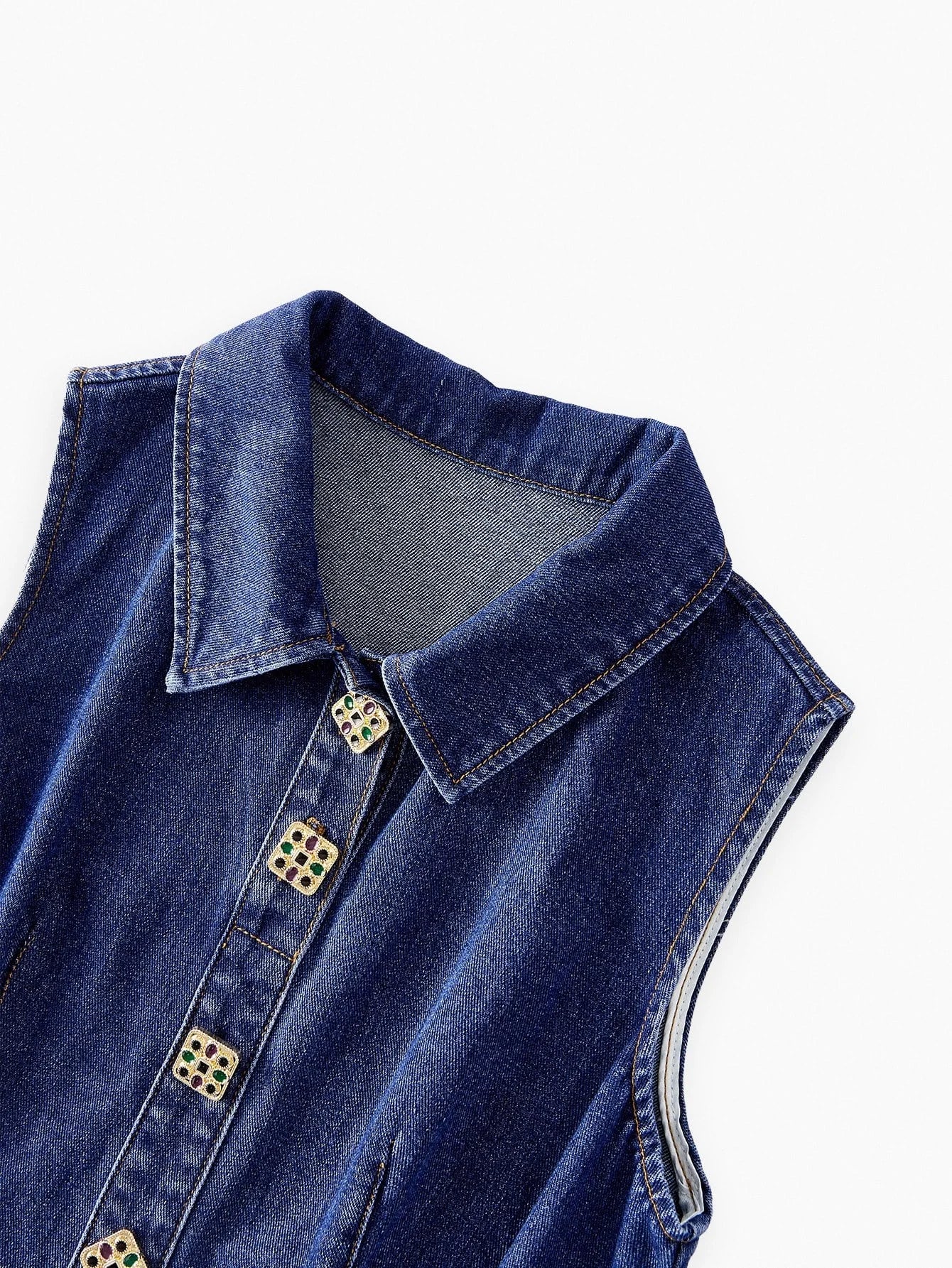 PREMIUM BUTTON UP PLEATED DENIM DRESS