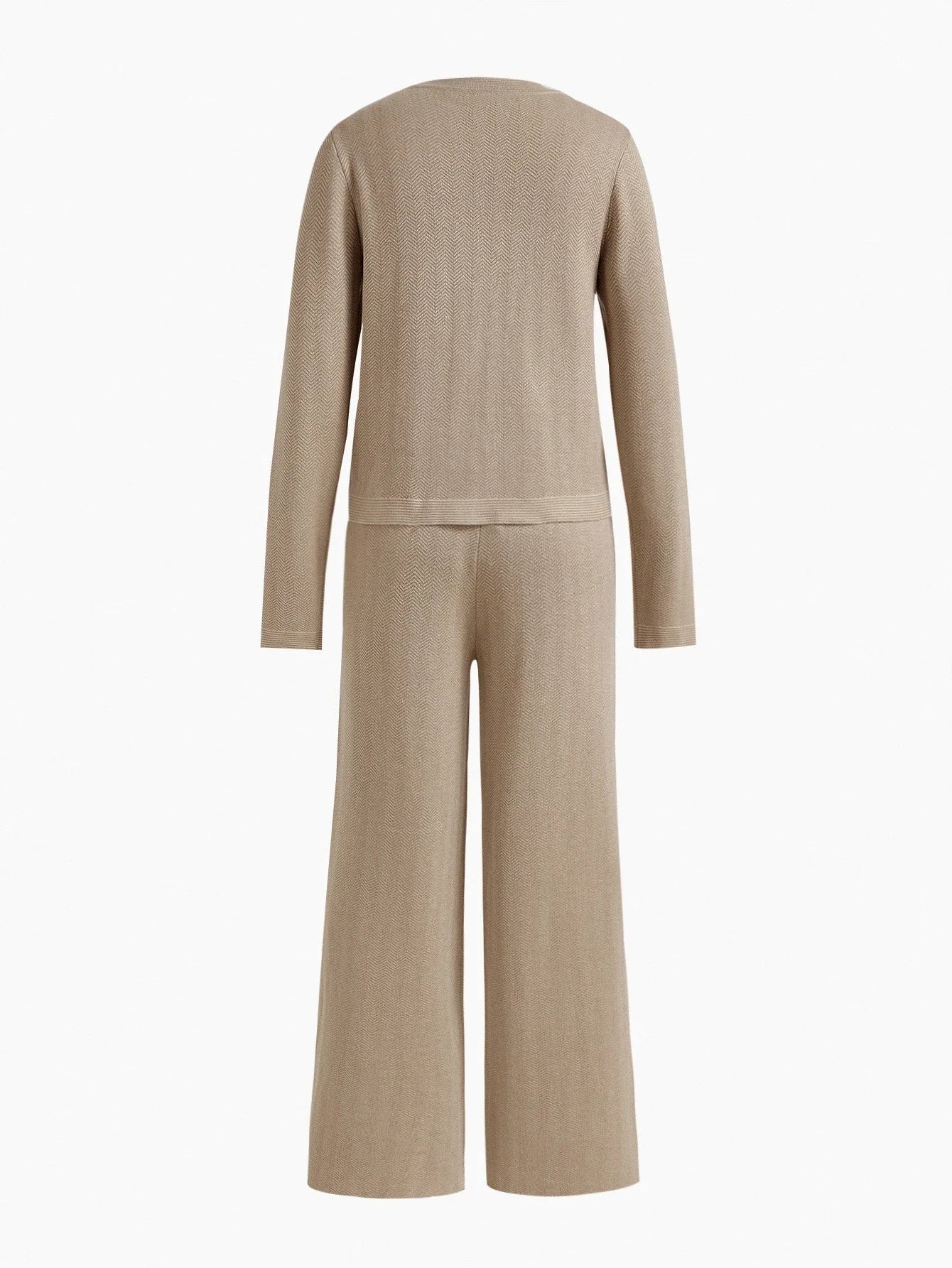 PREMIUM BUTTON UP V NECK TOP amp WIDE LEG PANTS SWEATER SET