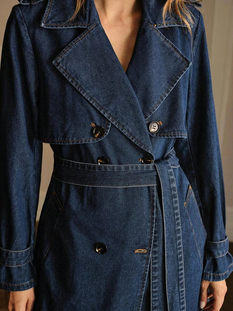 PREMIUM CASUAL DAILY ELEGANT LOOSE TIEWAIST DENIM COAT