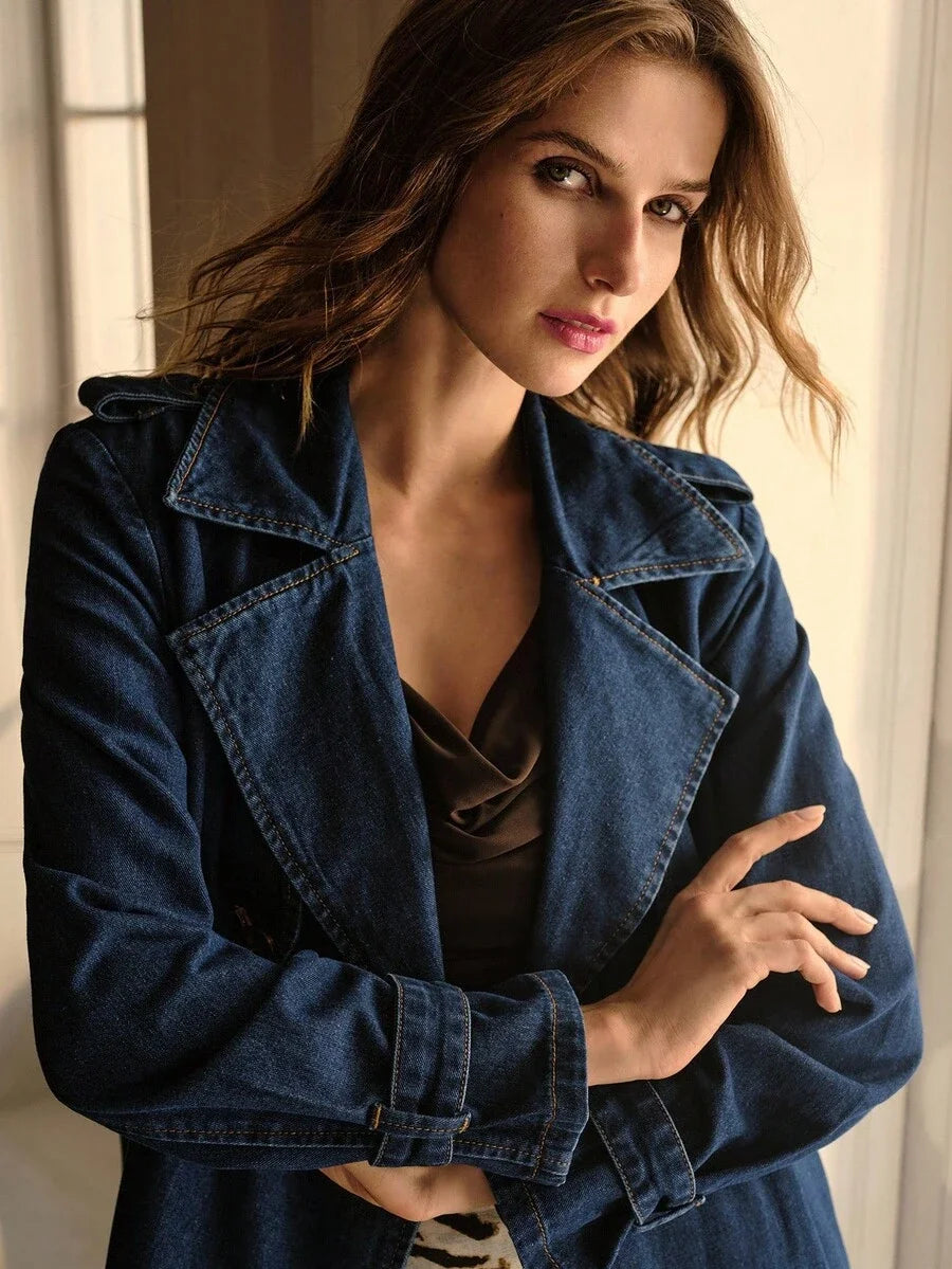 PREMIUM CASUAL DAILY ELEGANT LOOSE TIEWAIST DENIM COAT