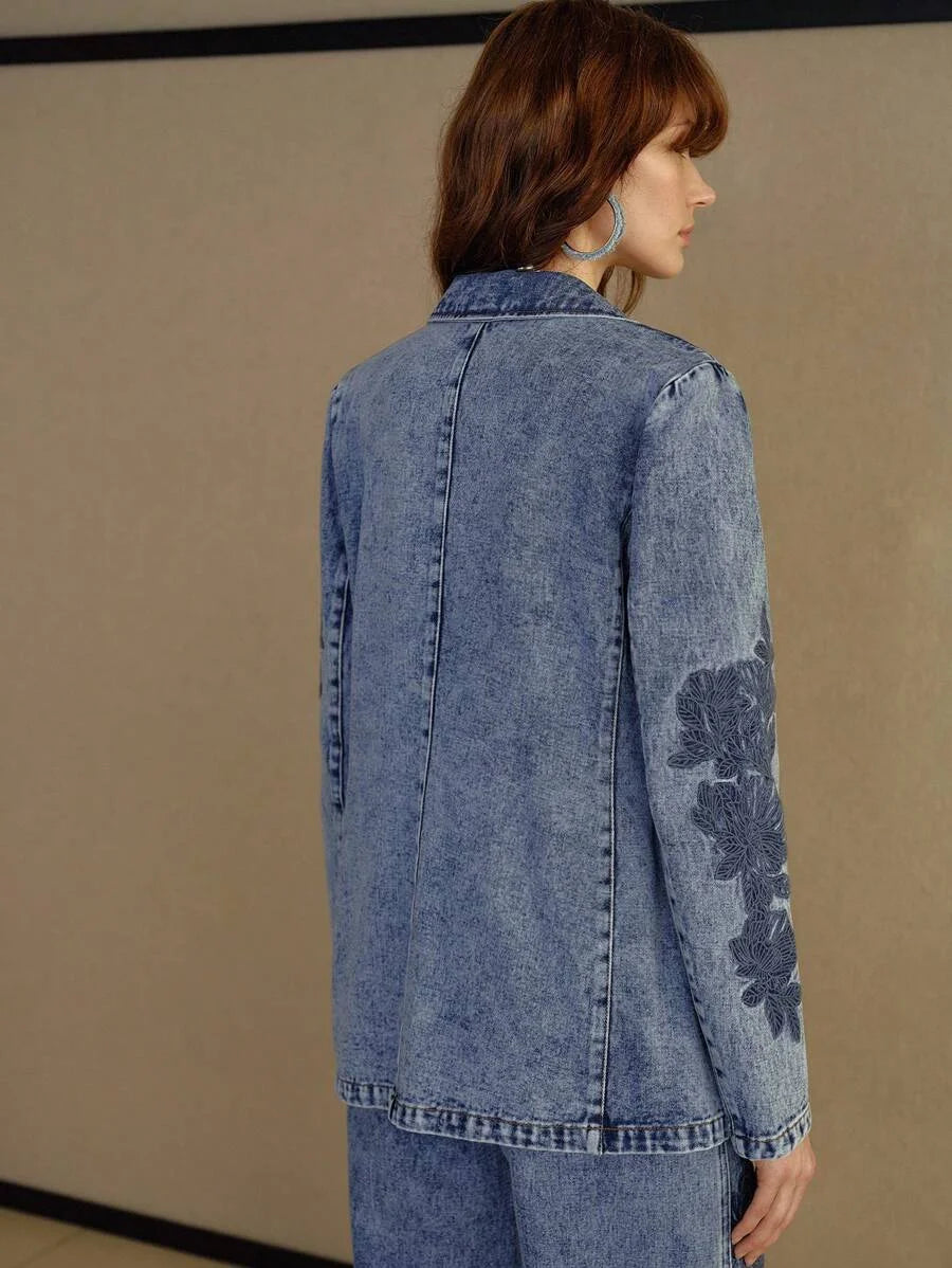 PREMIUM CASUAL ELEGANT EMBROIDERED LOOSE DENIM BLAZER