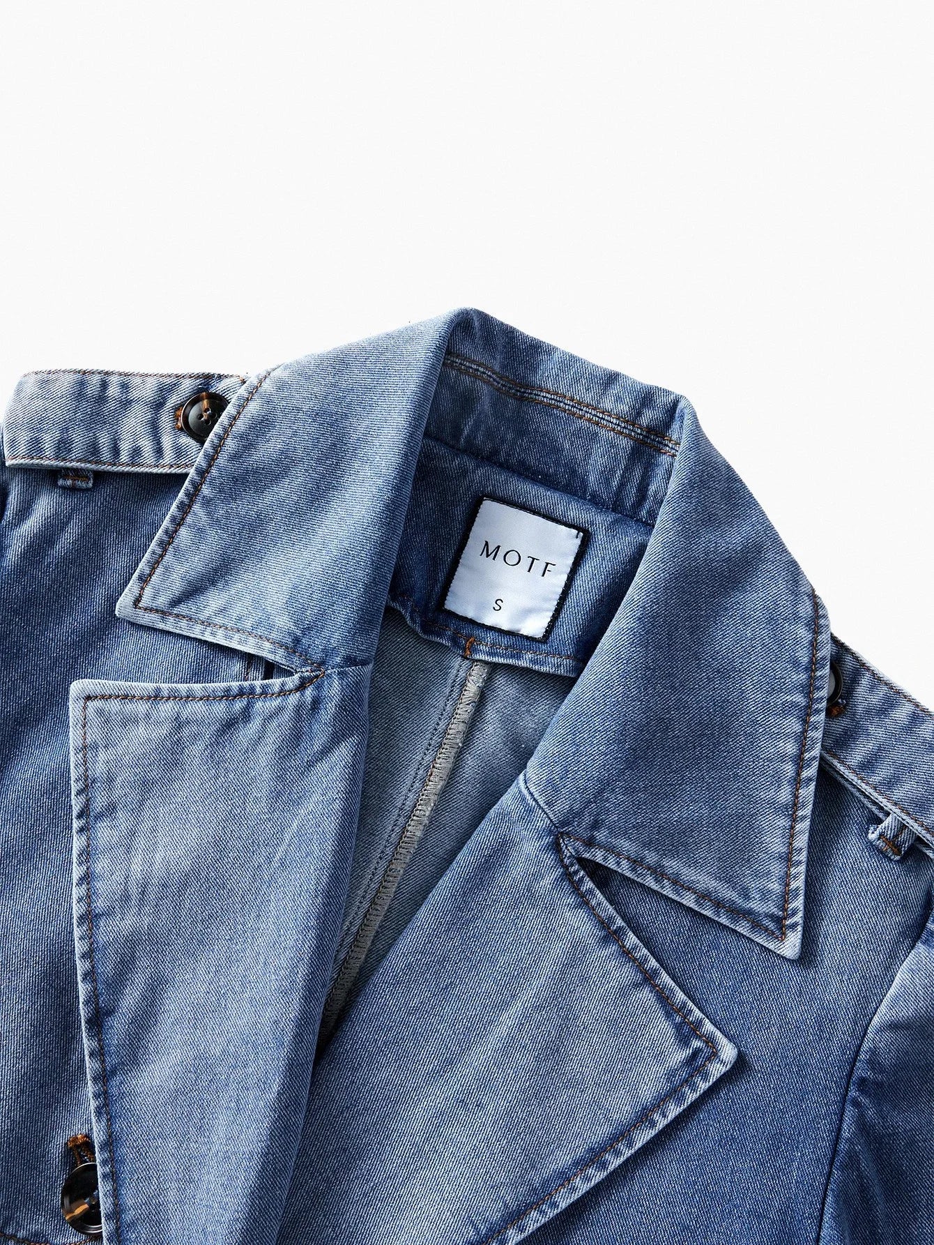 PREMIUM CASUAL ELEGANT LOOSE DOUBLE BREASTED PLACKET BELTED DENIM TRENCH COAT