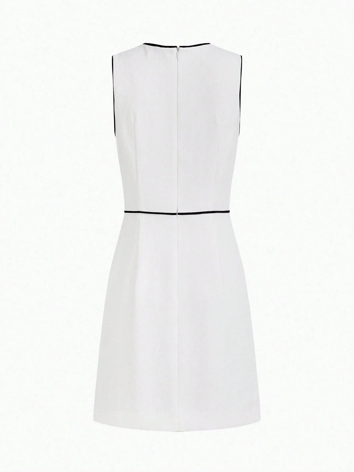 PREMIUM CONTRAST BINDING ZIPPER BACK DRESSSUMMER OUTFITS