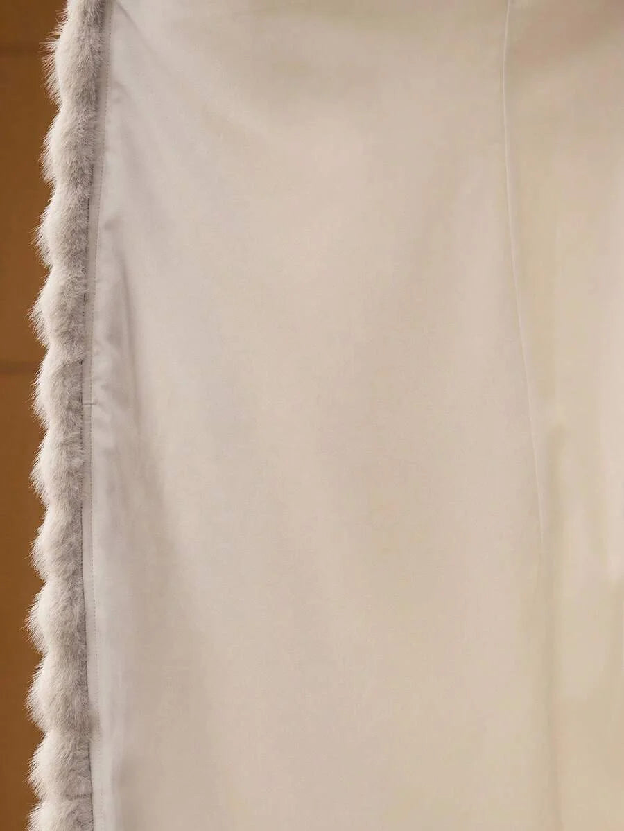 PREMIUM CONTRAST FAUX FUR BELTED OVERCOAT