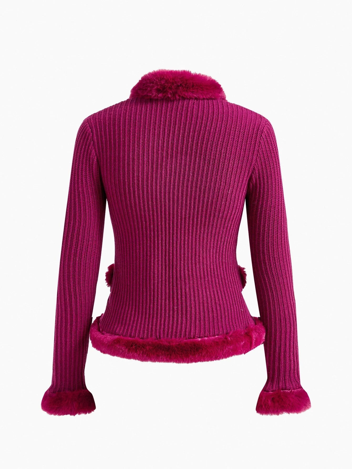 PREMIUM CONTRAST FAUX FUR SLIM FIT CARDIGAN