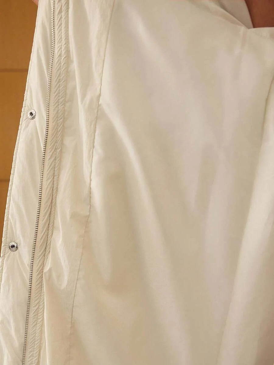 PREMIUM CONTRAST FAUX FUR ZIPPER WINTER COAT