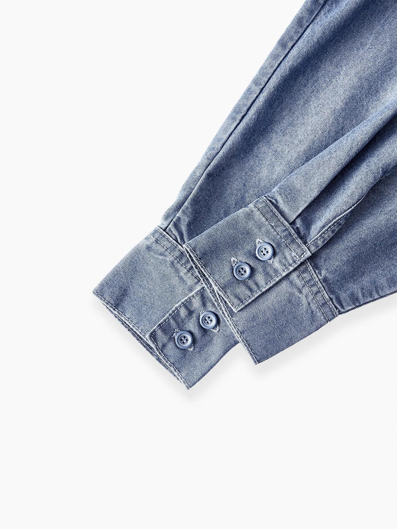 PREMIUM CONTRAST LACE BUTTON UP DENIM SHIRT