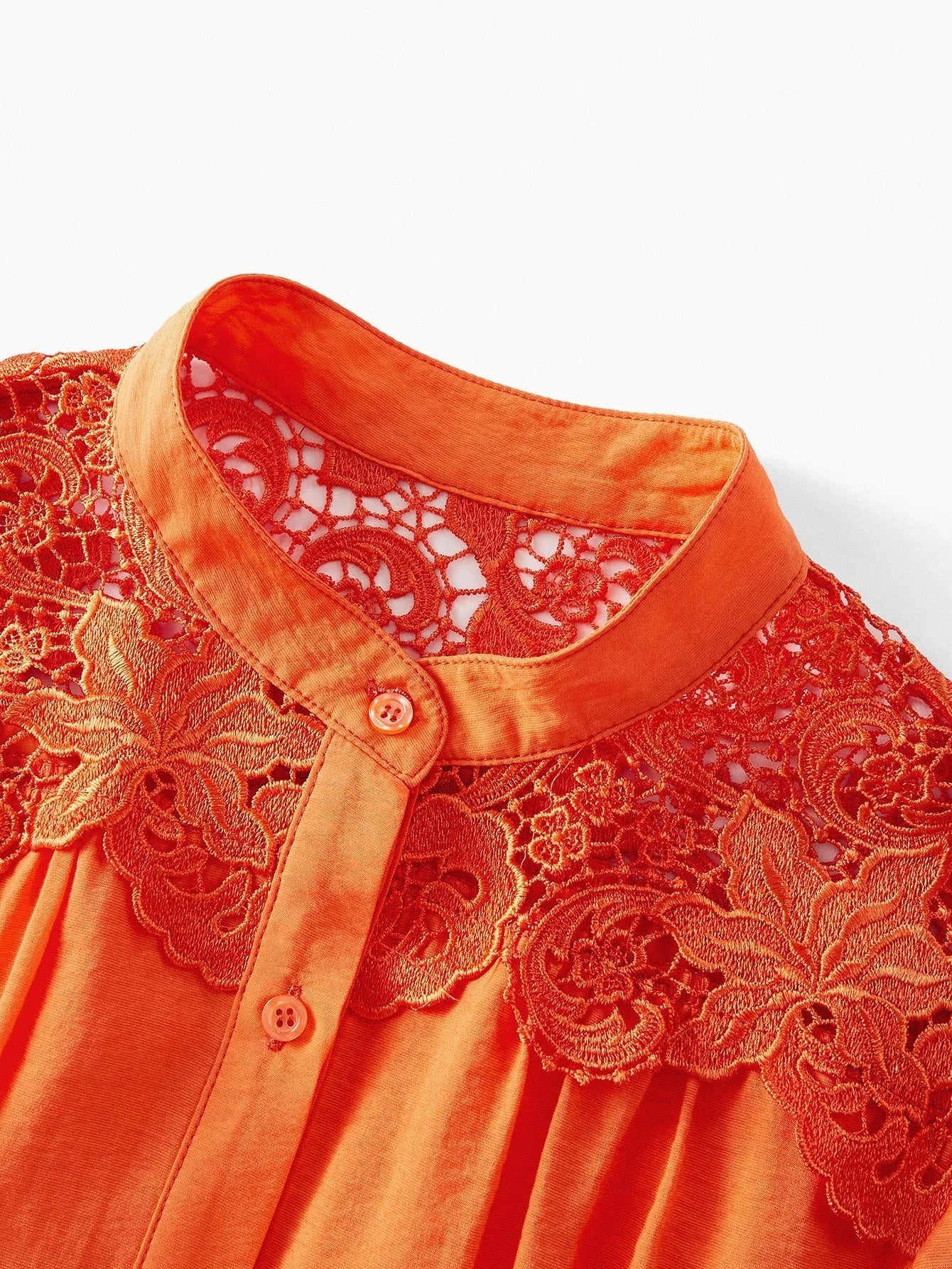 PREMIUM CONTRAST LACE BUTTON UP DRESS