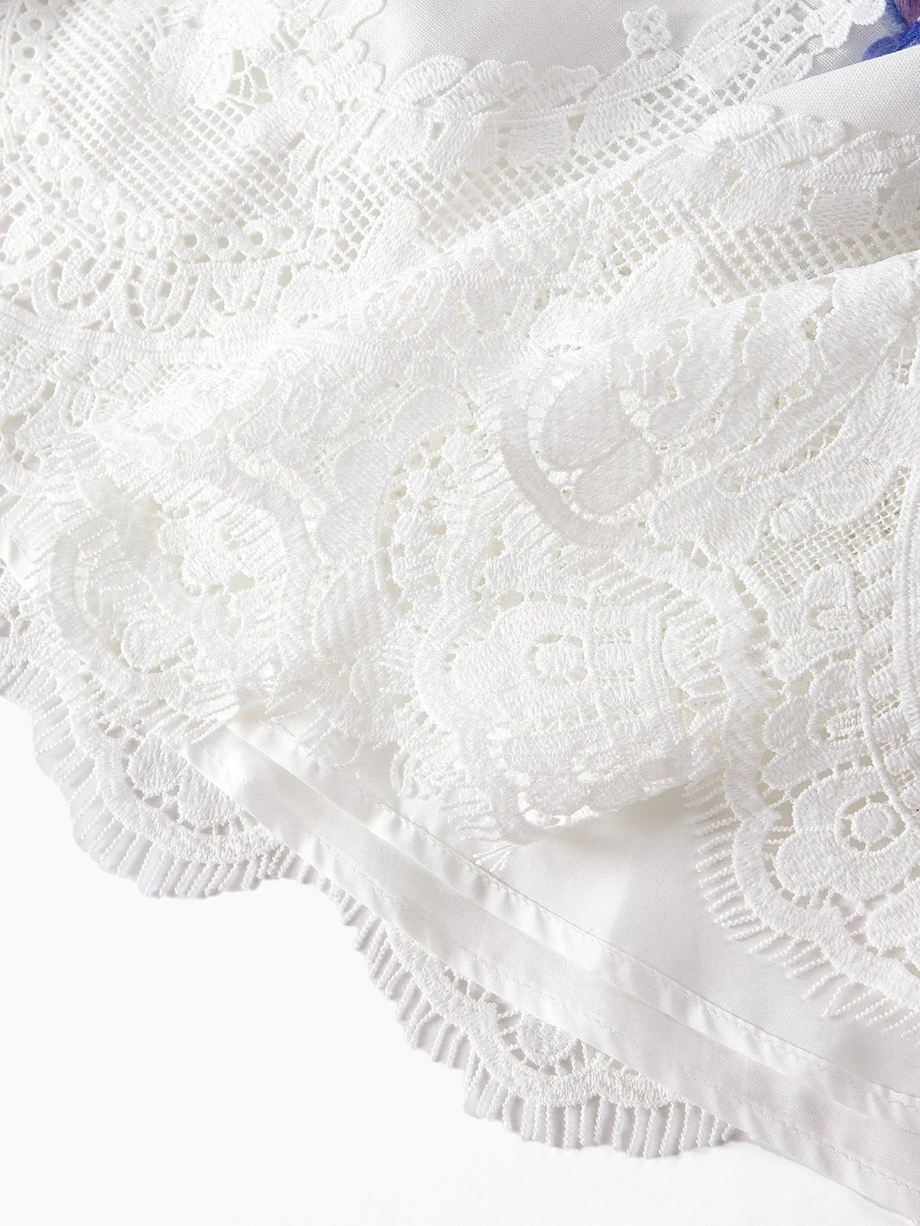 PREMIUM CONTRAST LACE FLORAL PRINT DRESS