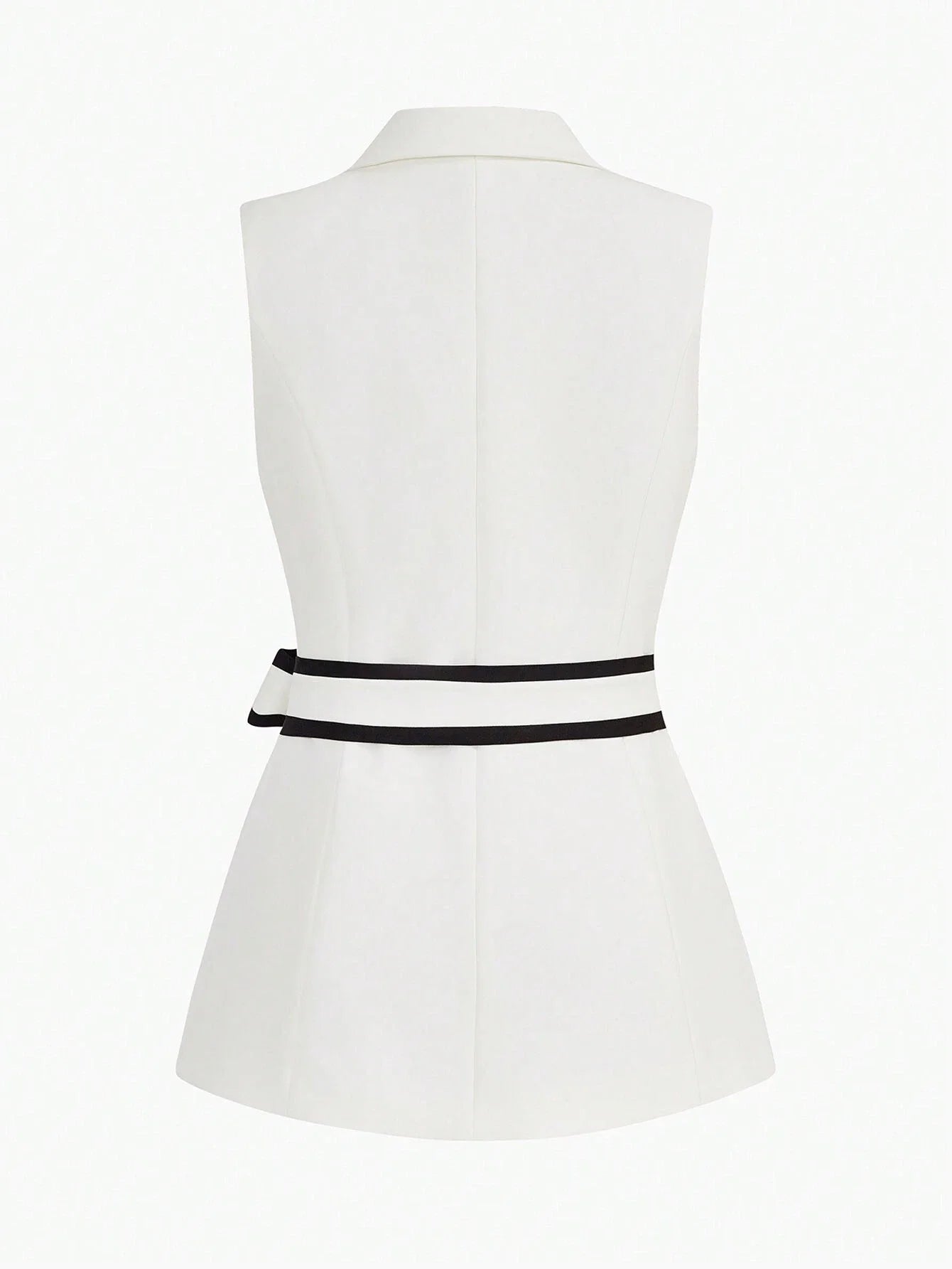 PREMIUM CONTRAST PIPING PEAK COLLAR BELTED WAISTCOAT