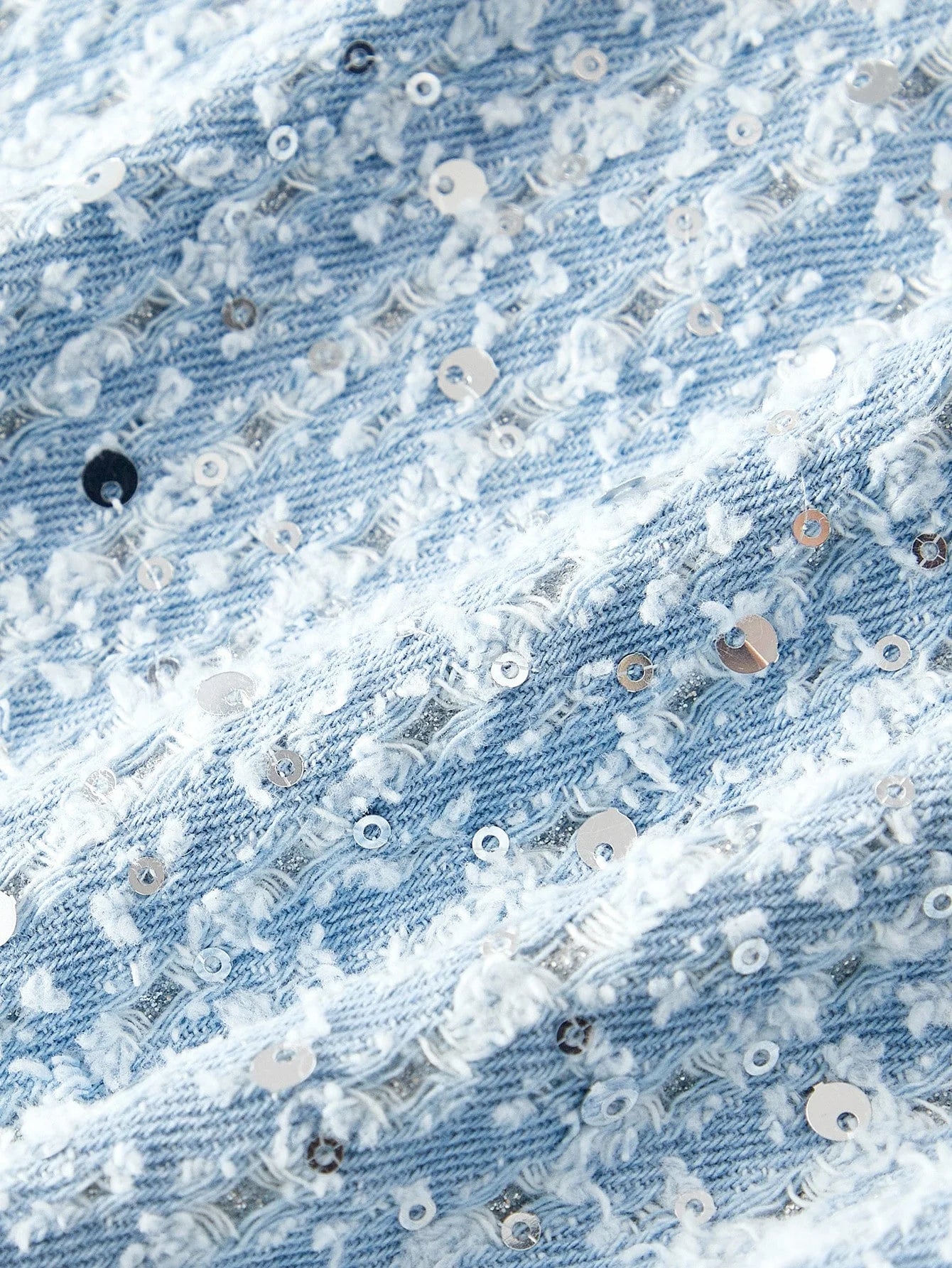 PREMIUM CONTRAST SEQUIN BUTTON UP DENIM JACKET