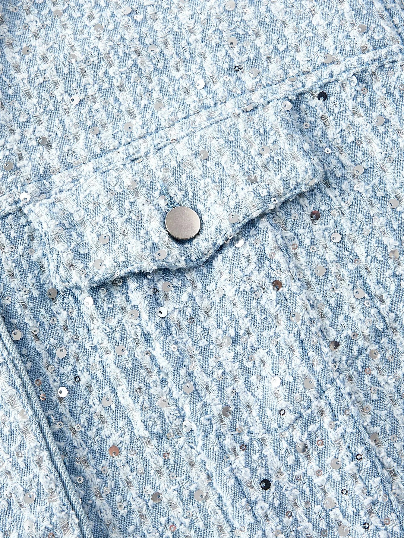 PREMIUM CONTRAST SEQUIN BUTTON UP DENIM JACKET