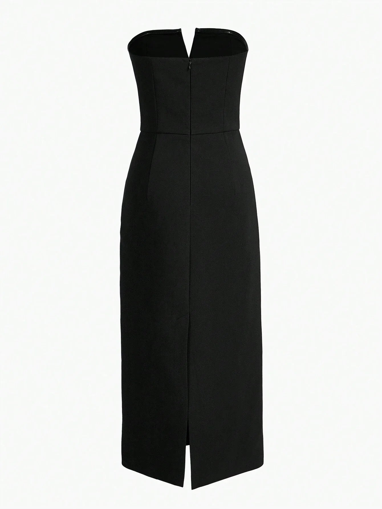 PREMIUM CONTRAST SEQUIN FLORAL PATTERN SPLIT BACK SLIM FIT TUBE DRESS