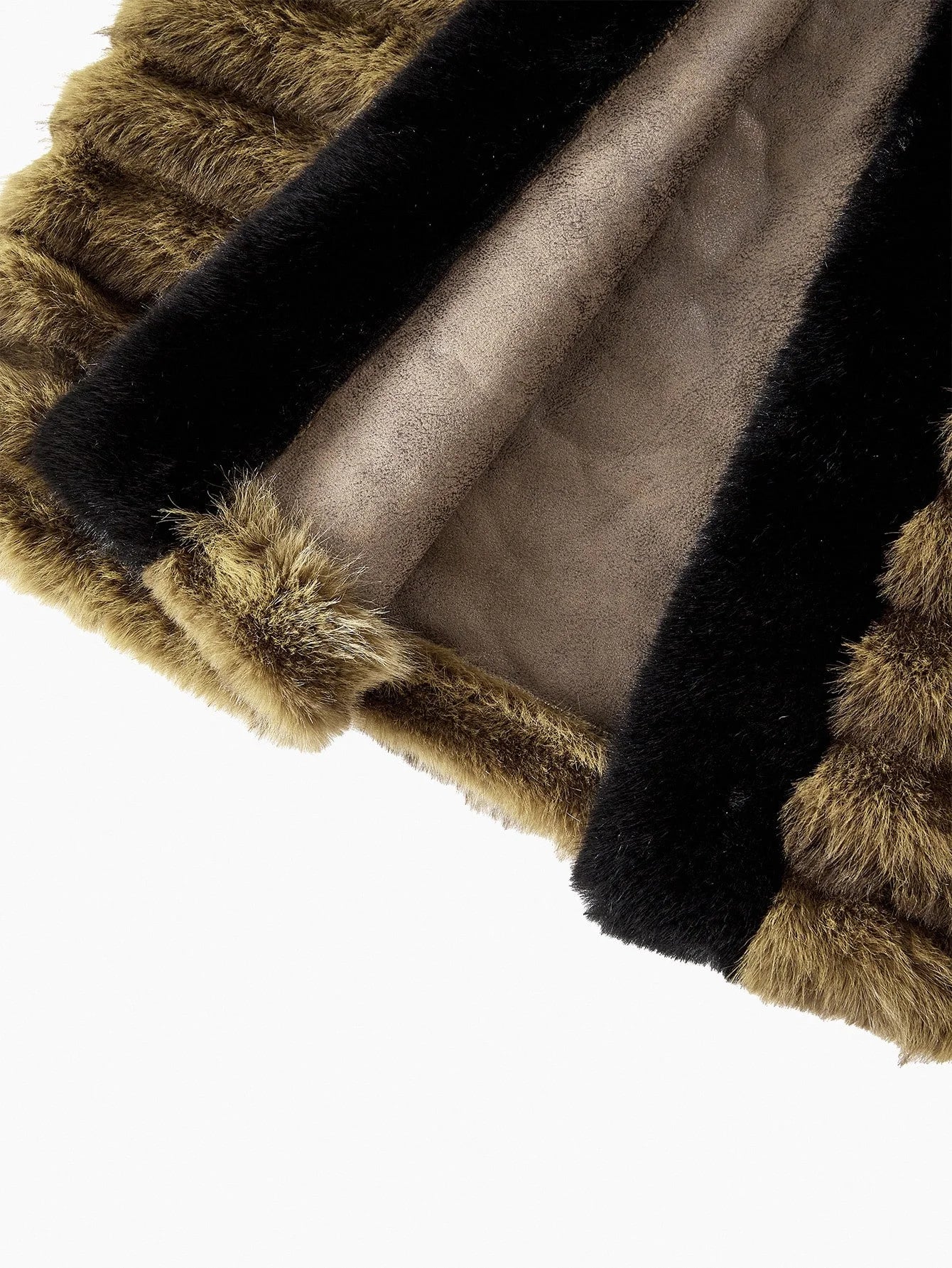 PREMIUM CONTRAST TRIM SNAP BUTTON FAUX FUR COAT