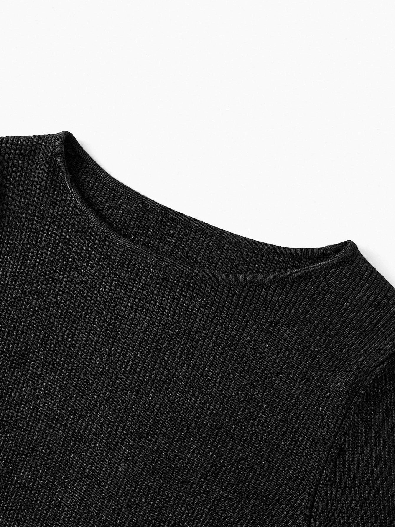 PREMIUM ELEGANT COLORBLOCK LONG SLEEVE SLIM FIT KNIT DRESS WITHOUT BELT