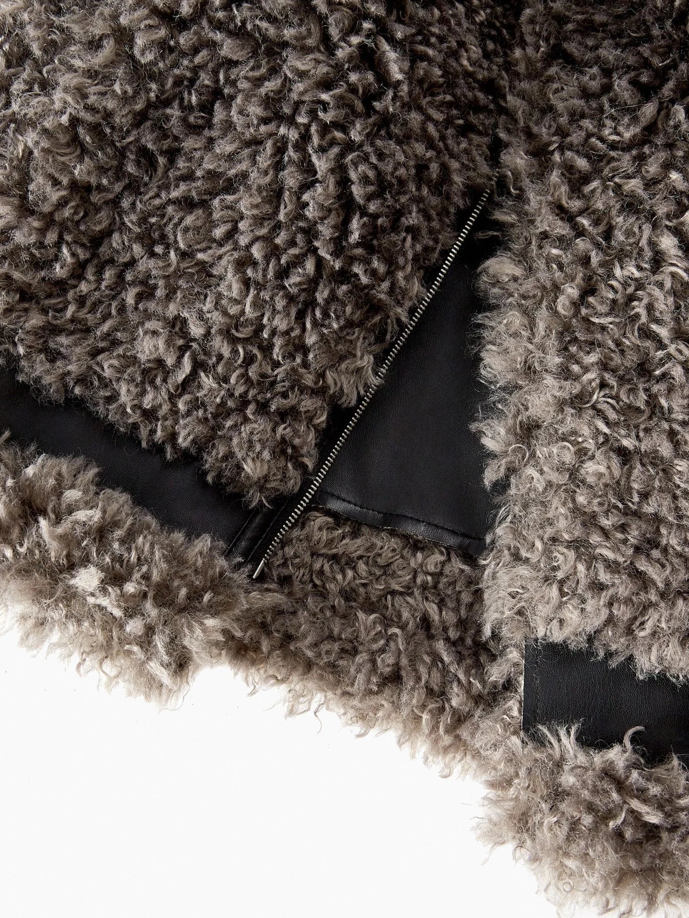 PREMIUM ELEGANT FAUX FUR COLLAR PATCHWORK SHORT JACKET AUTUMNWINTER