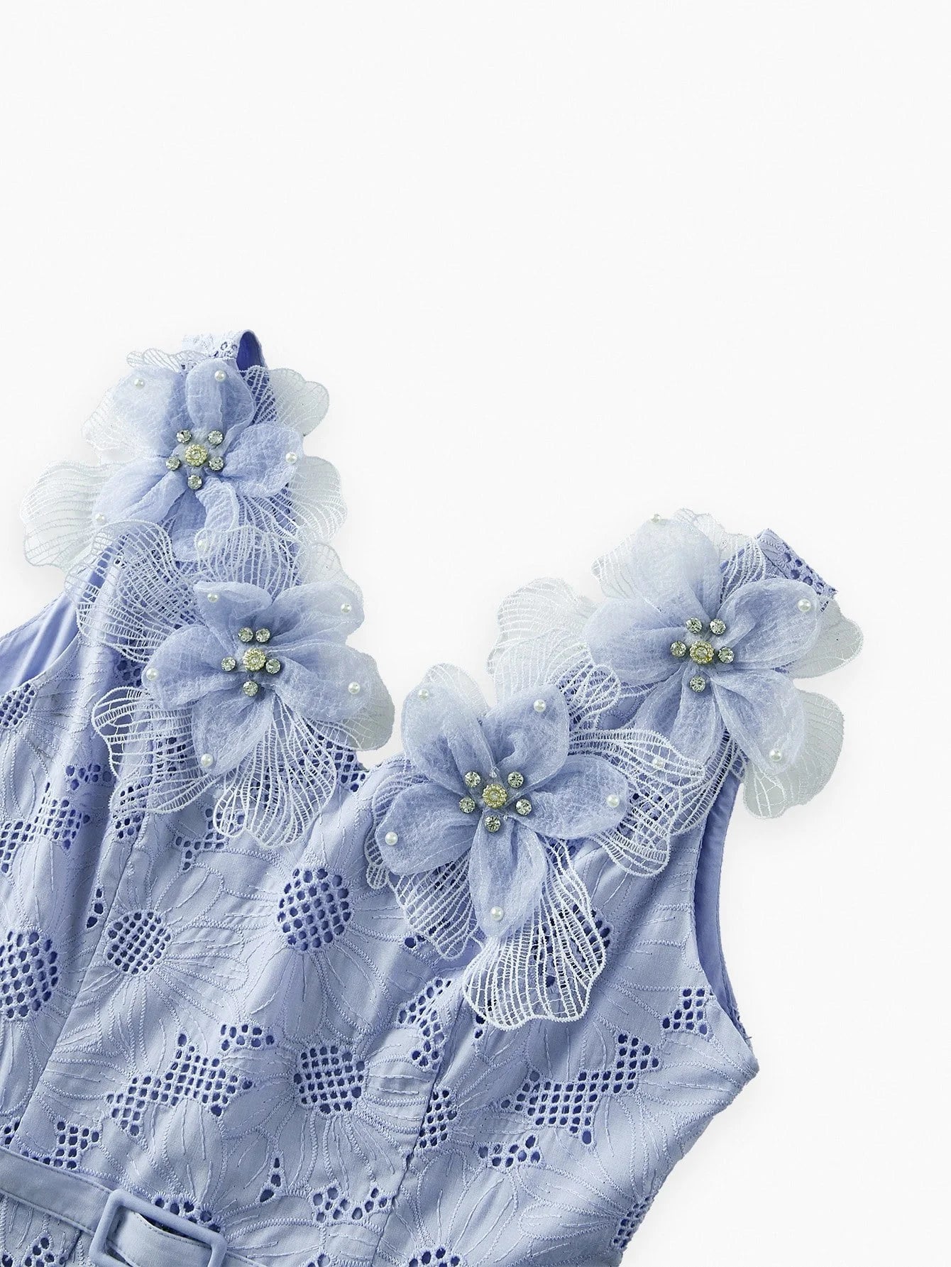 PREMIUM EMBROIDERY APPLIQUES DETAIL BELTED DRESS