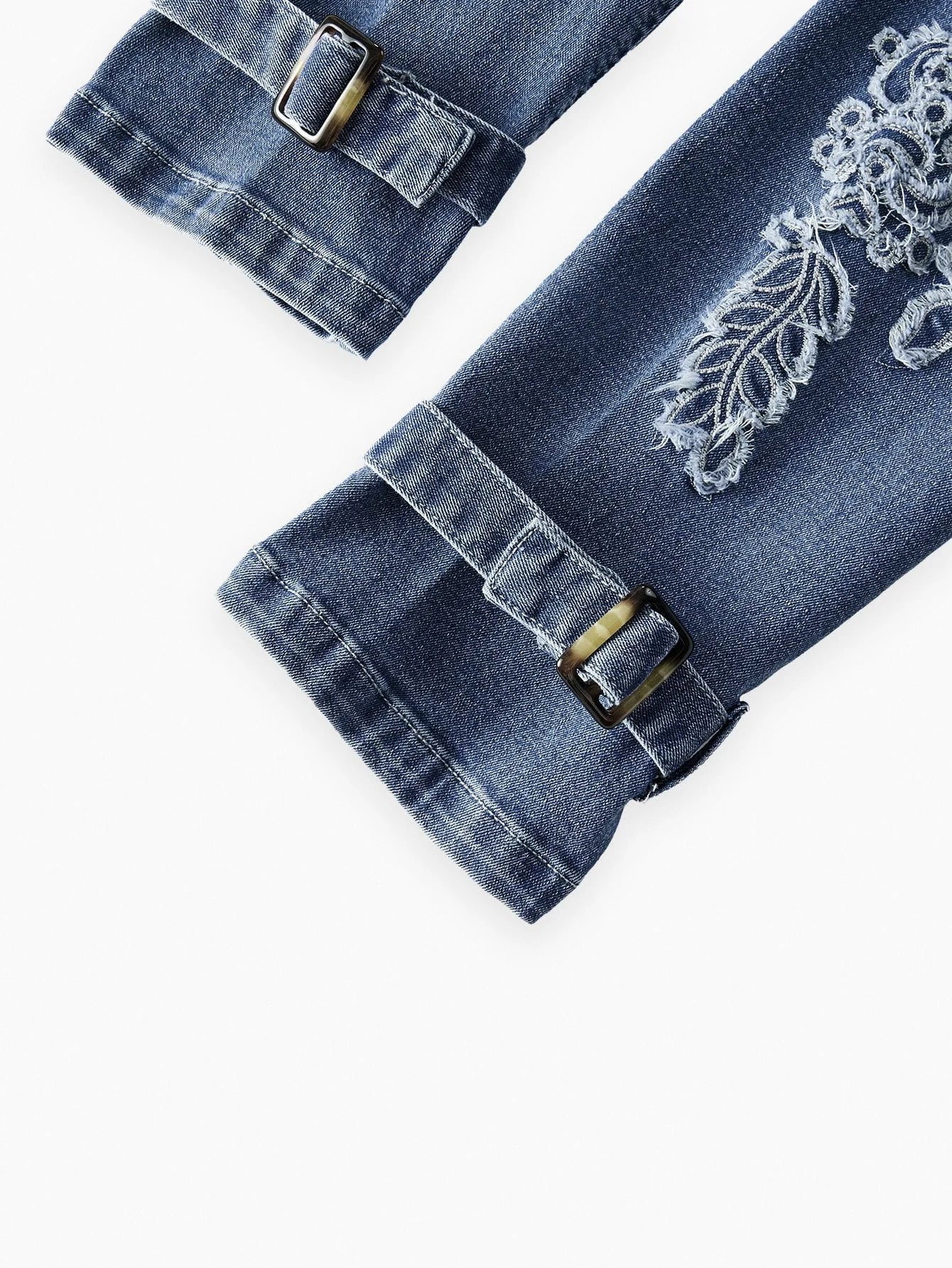 PREMIUM EMBROIDERY BELTED DENIM COAT