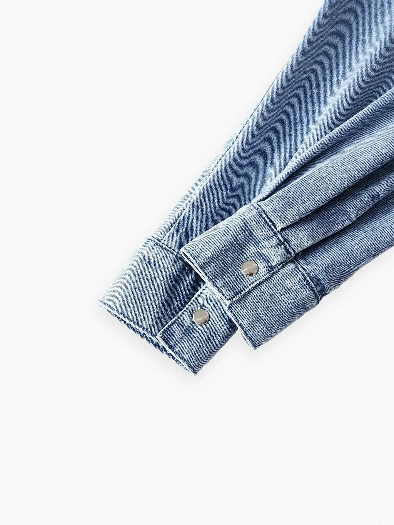PREMIUM EMBROIDERY BUTTON UP DENIM TOP