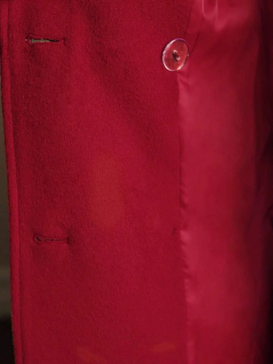 PREMIUM EMBROIDERY DOUBLE BREASTED BELTED OVERCOAT