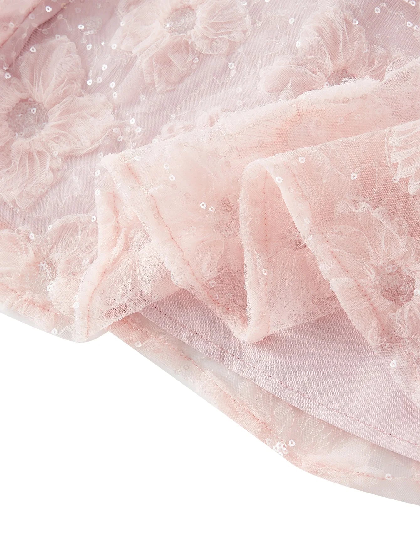 PREMIUM EMBROIDERY FAUX PEARL TRIM DRESS