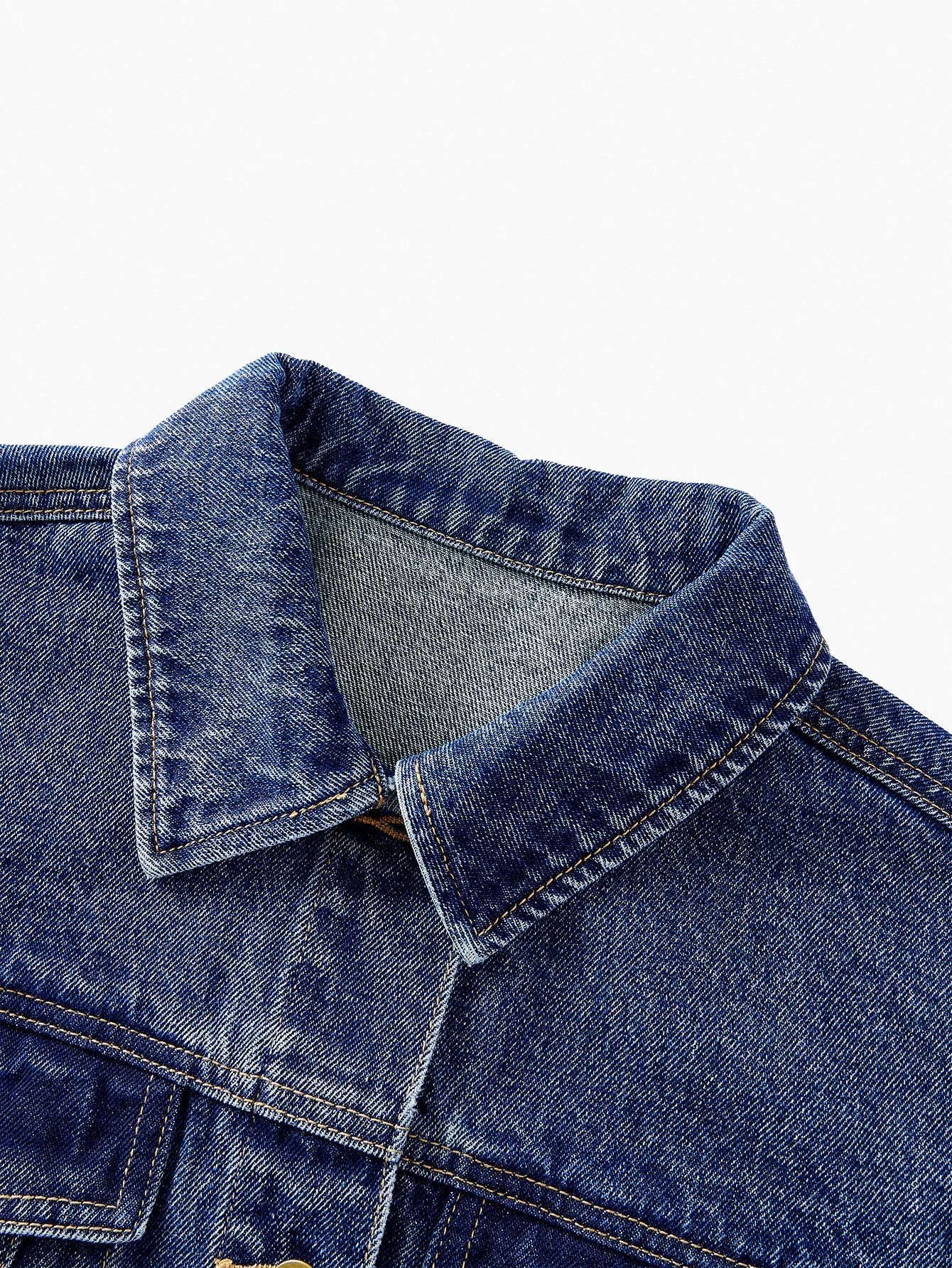 PREMIUM EMBROIDERY RHINESTONE DETAIL DENIM JACKET