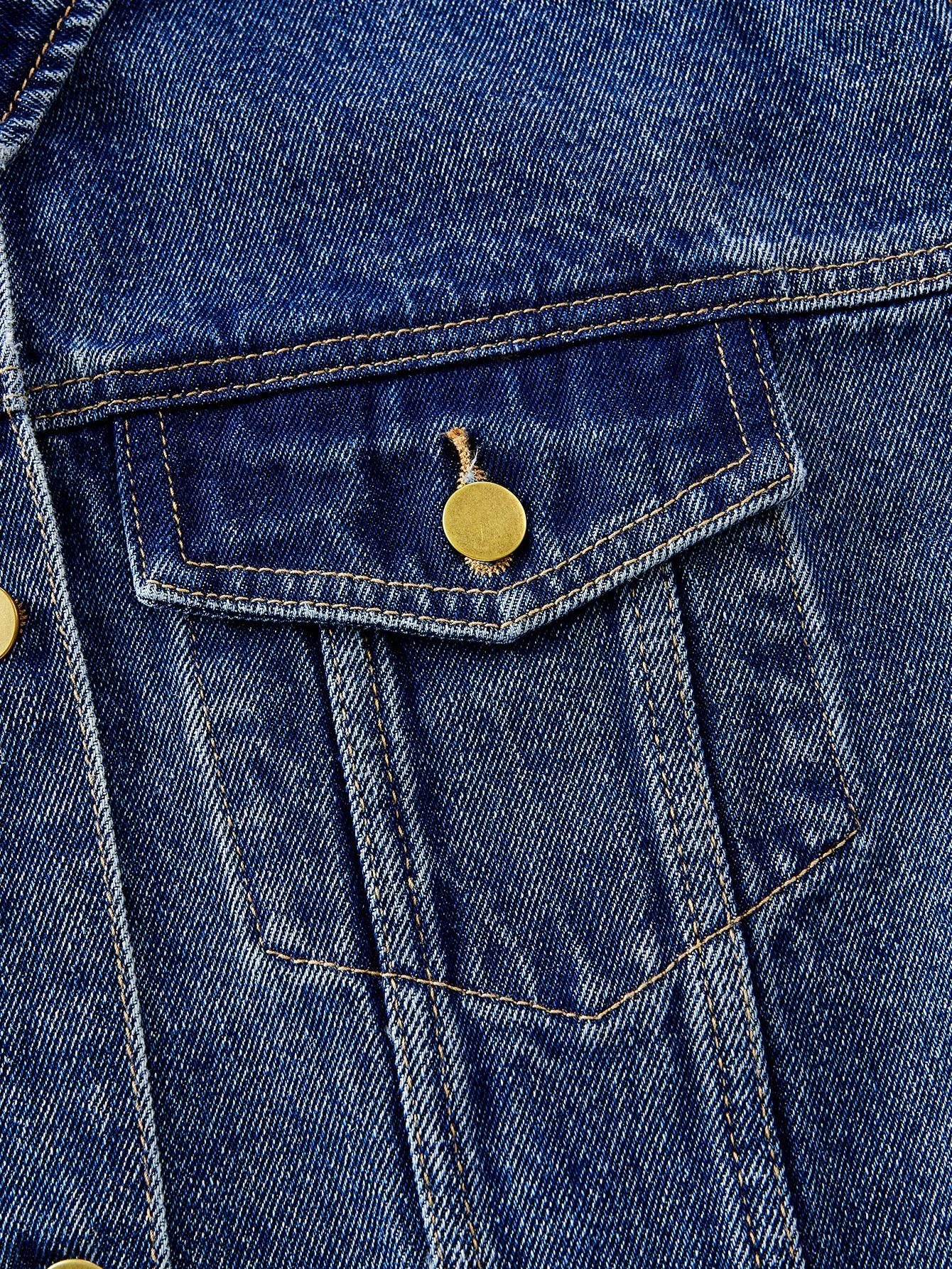PREMIUM EMBROIDERY RHINESTONE DETAIL DENIM JACKET