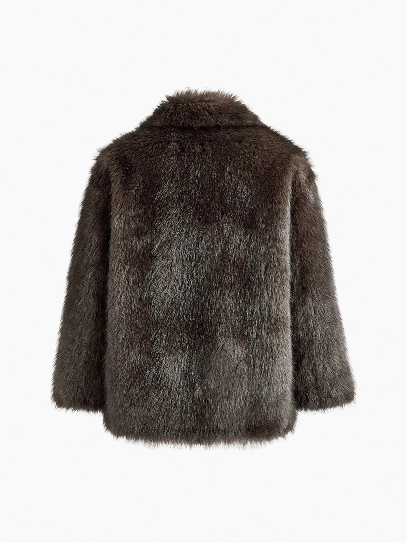 PREMIUM FAUX FUR SOLID COLLAR COAT FALL WINTER