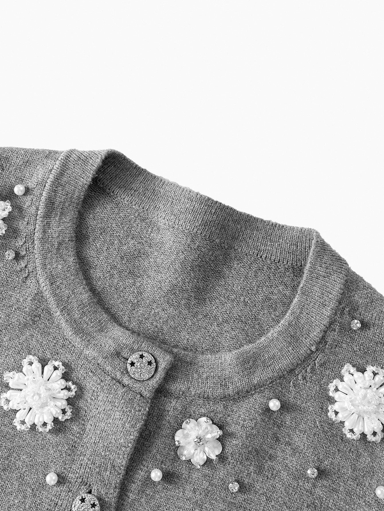 PREMIUM FAUX PEARL amp RHINESTONE BUTTON UP CARDIGAN FOR AUTUMN amp WINTER