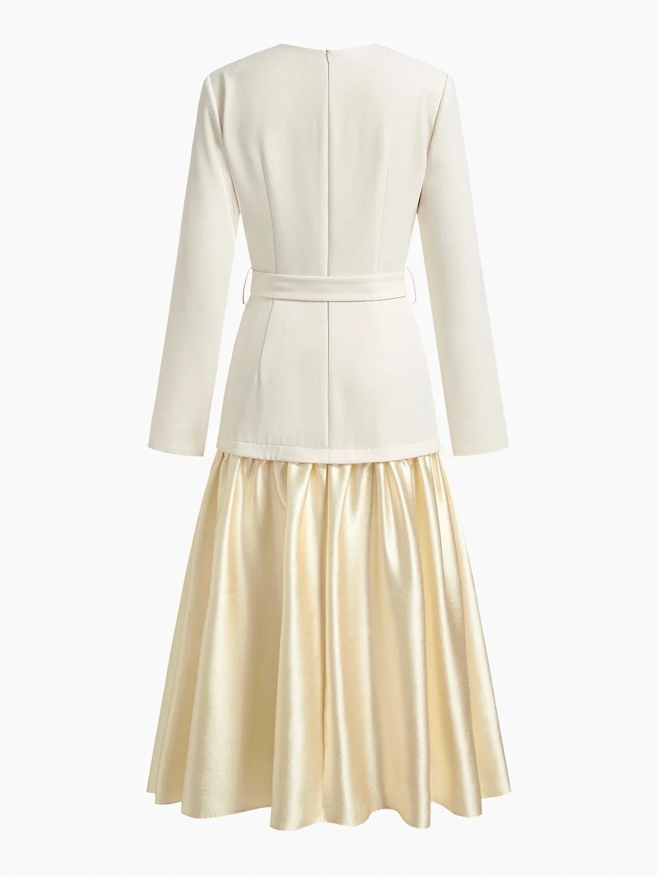 PREMIUM FLAP DETAIL FLOWY HEM 2 IN 1 BUCKLE BELTED DRESS