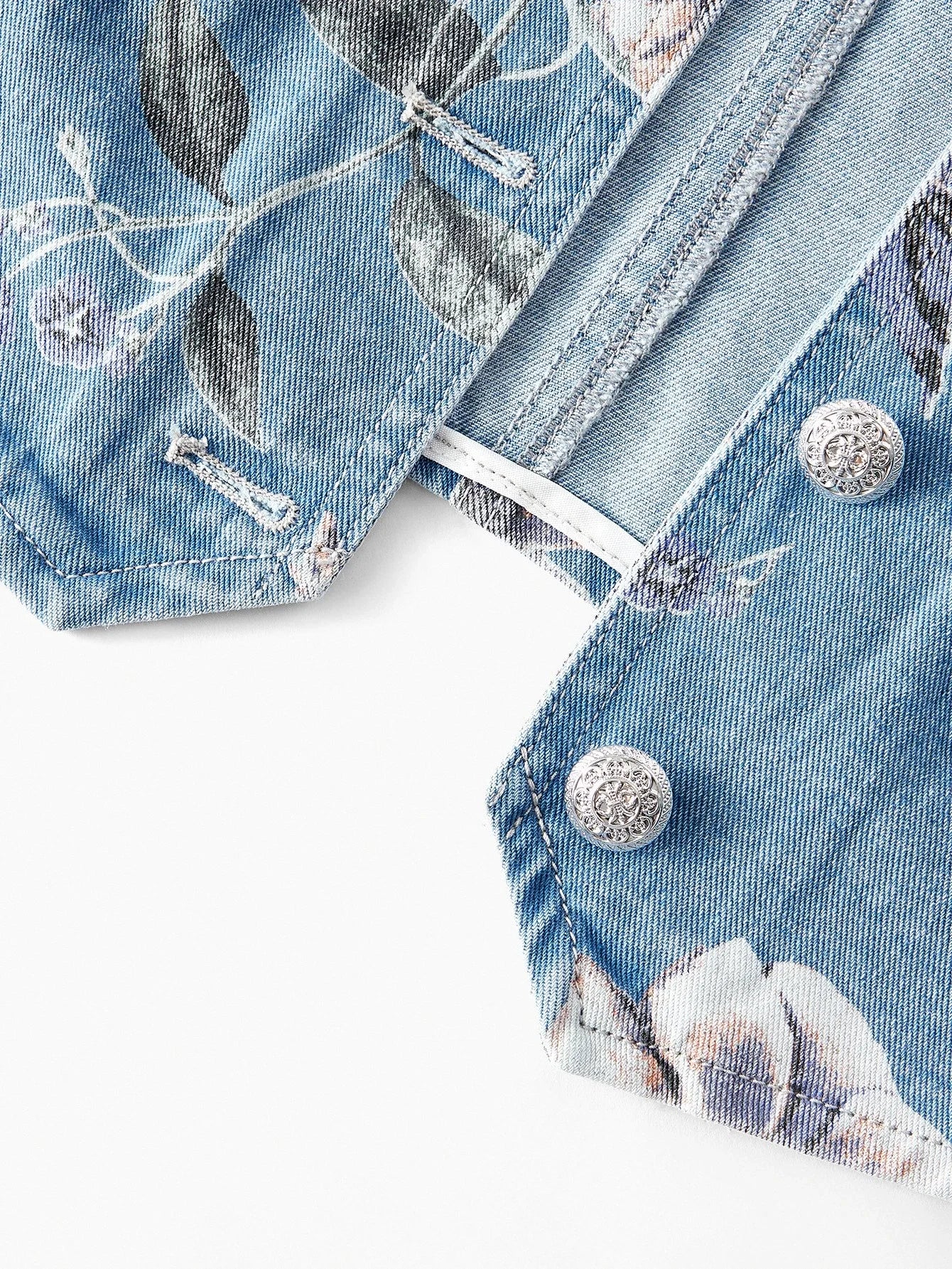 PREMIUM FLORAL PRINT BUTTON UP DENIM WAISTCOAT