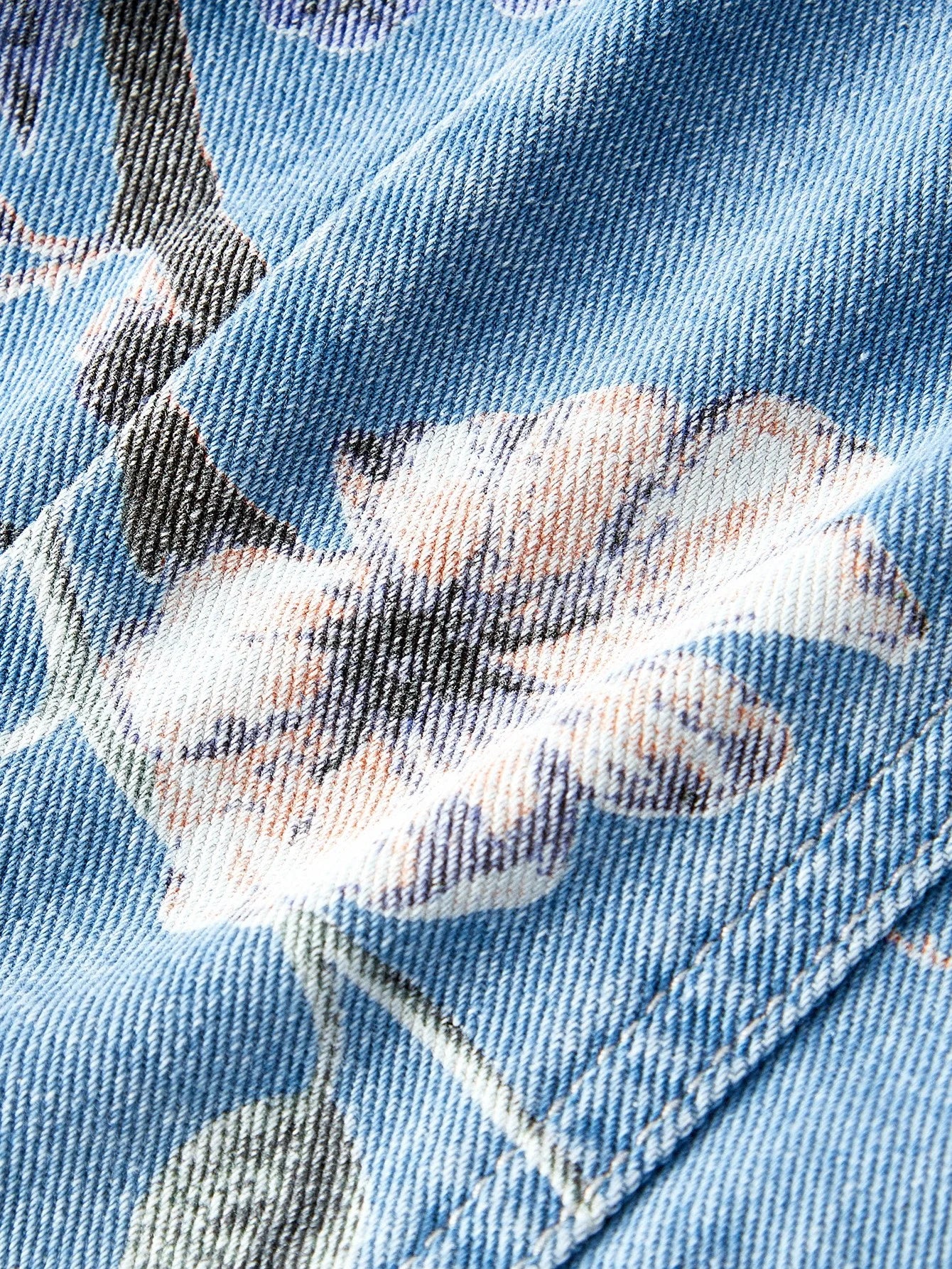 PREMIUM FLORAL PRINT BUTTON UP DENIM WAISTCOAT