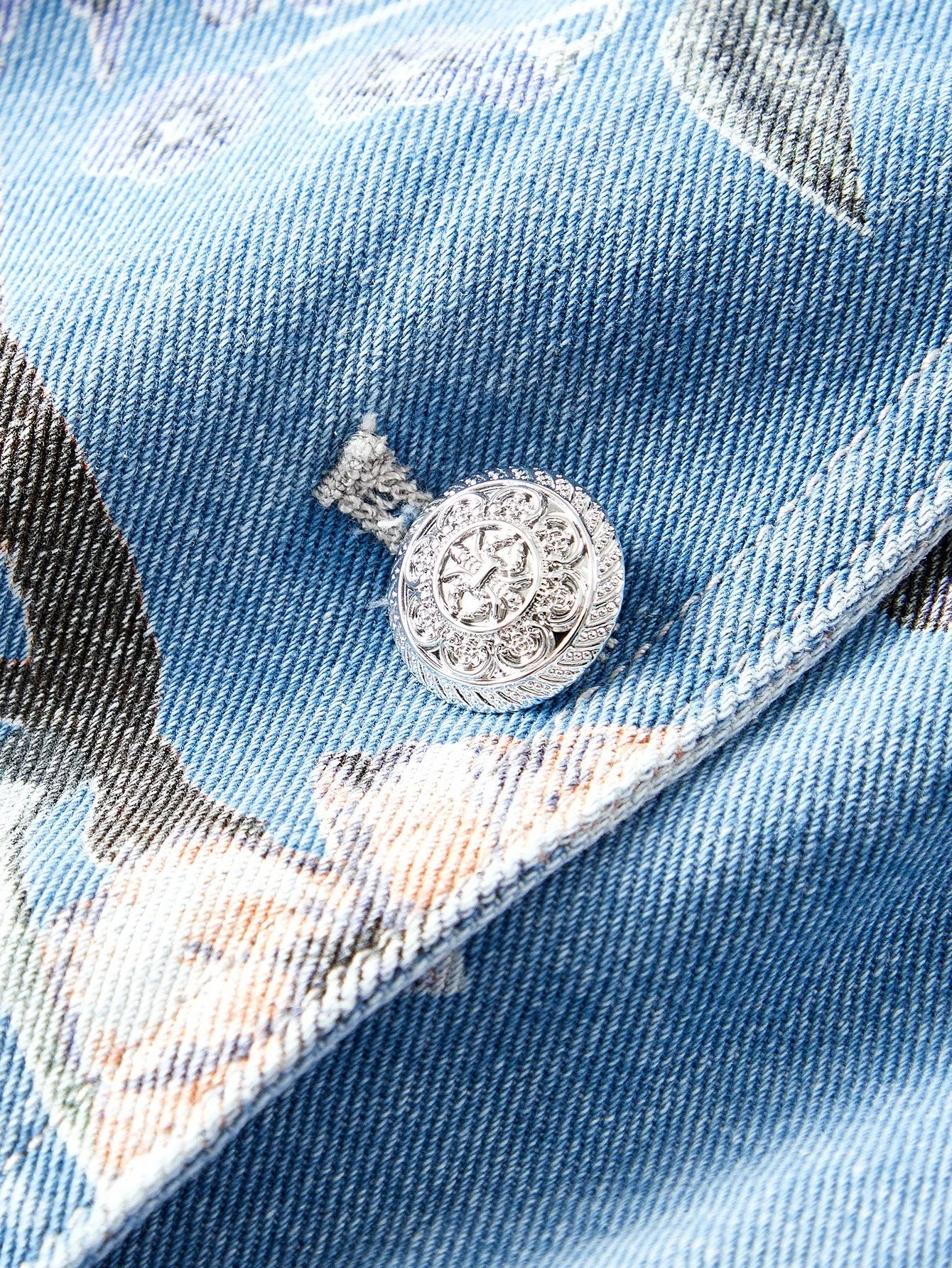 PREMIUM FLORAL PRINT BUTTON UP DENIM WAISTCOAT