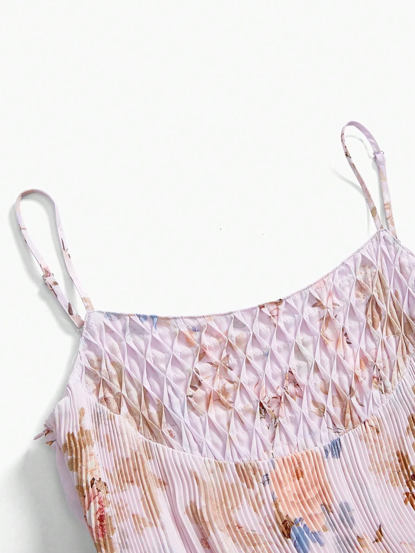 PREMIUM FLORAL PRINT PLEATED CAMI DRESS